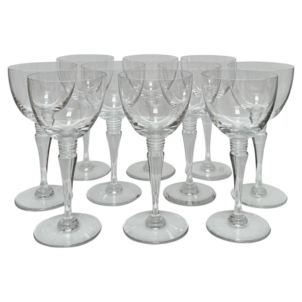 Set of 10 St. Louis French Crystal White Wine Goblets - Grand Lieu For Sale