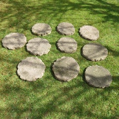 Set of 10 Stepping Stone Woodstone Slabs Concrete wooden form 1970s