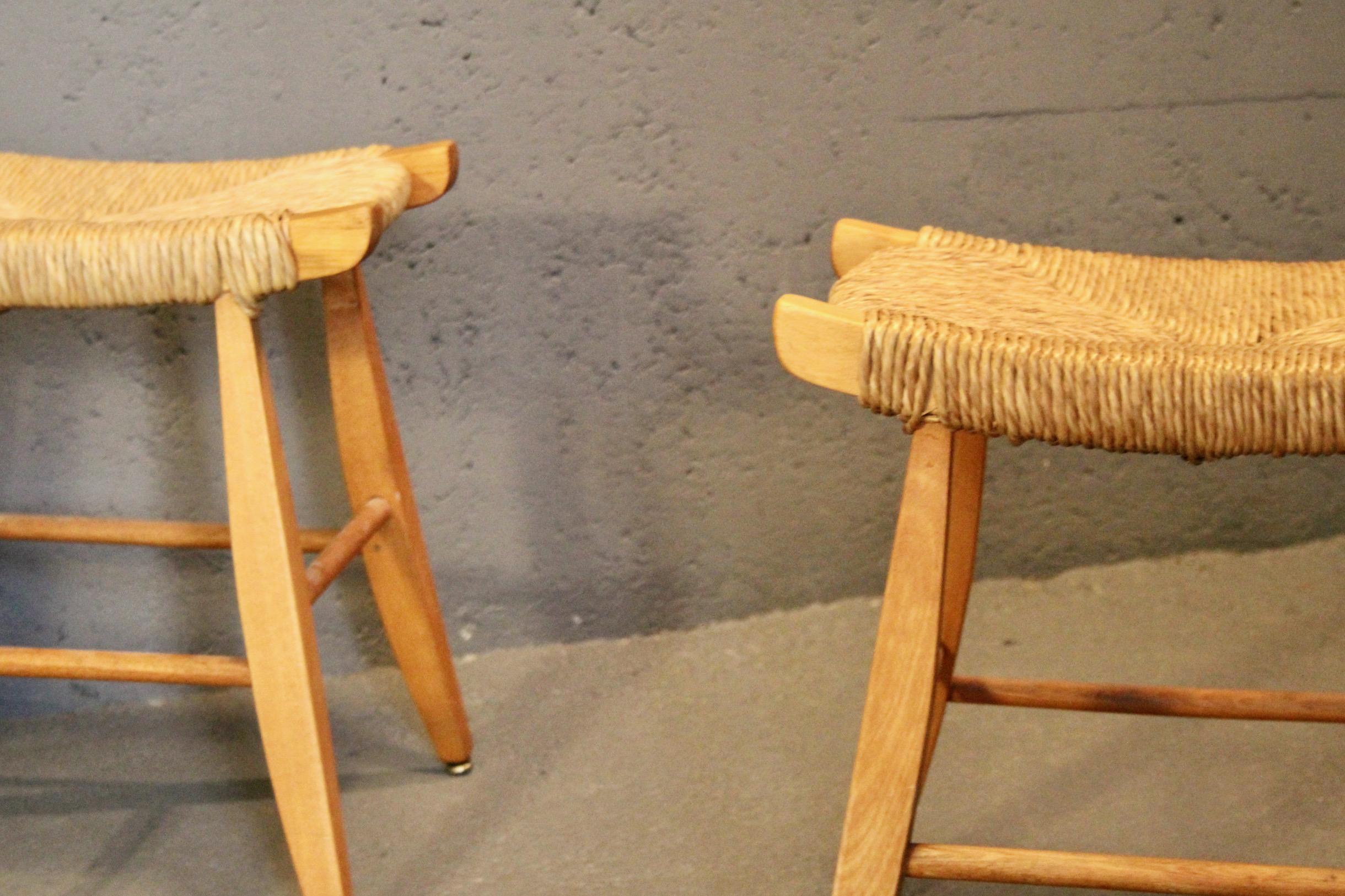 Set di 10 sgabelli francesi in paglia in vendita 6