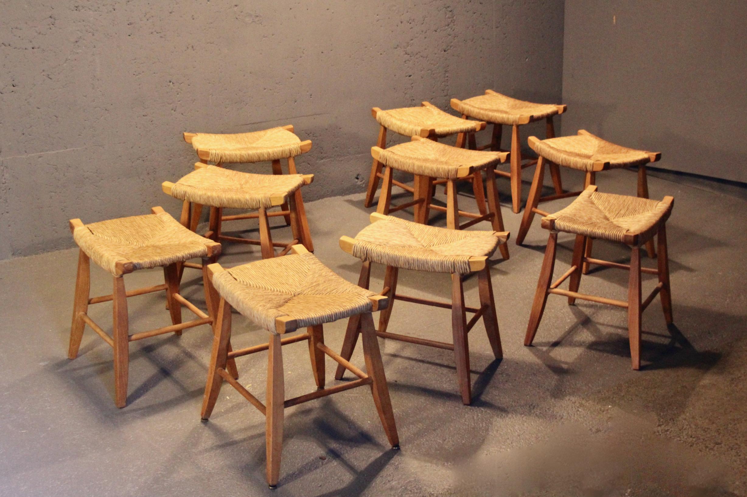 Set di 10 sgabelli francesi in paglia In condizioni buone in vendita a grand Lancy, CH