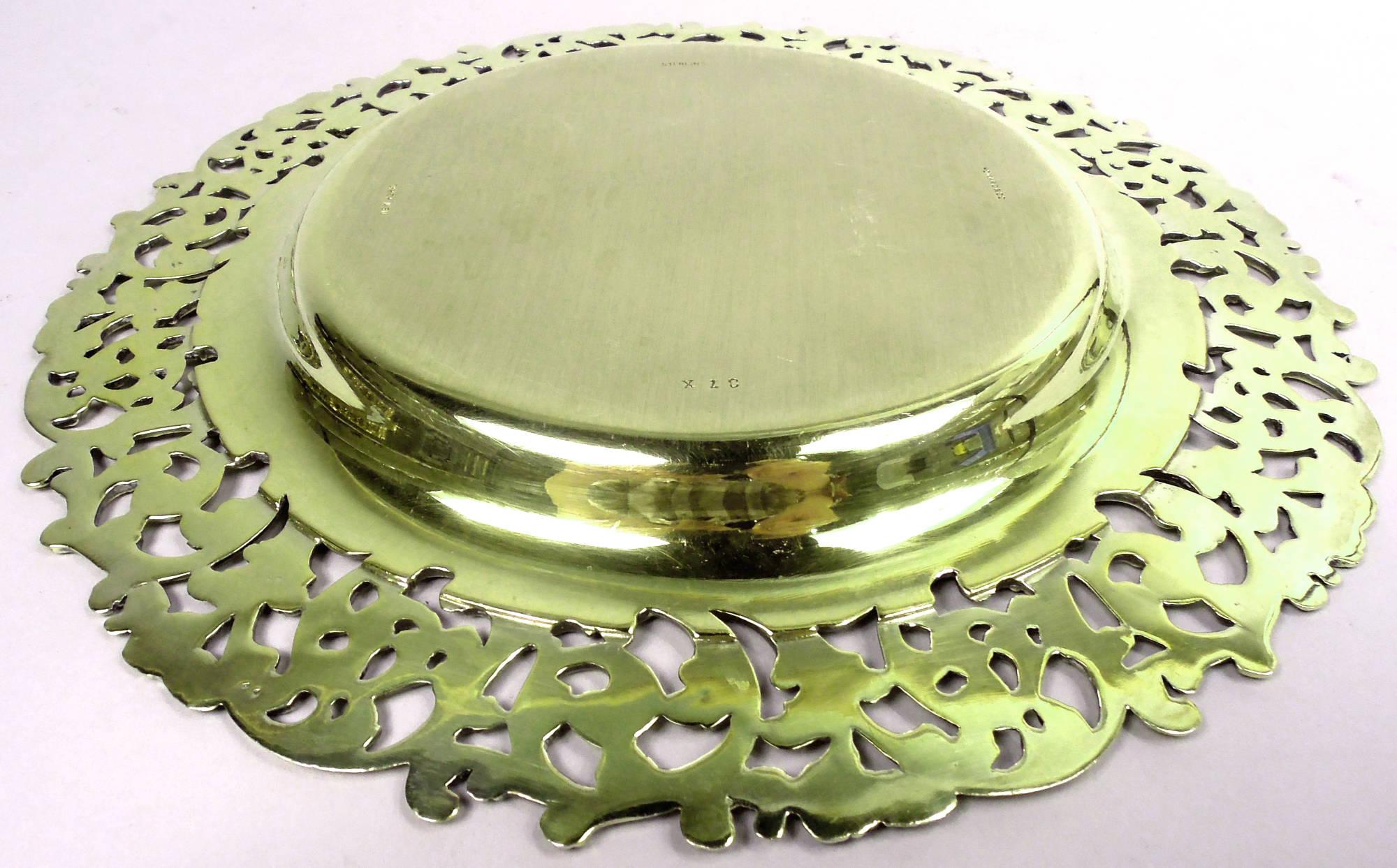 Juego de 10 Platos de Postre de Plata de Ley Dorada Americana Super Fancy siglo XX en venta