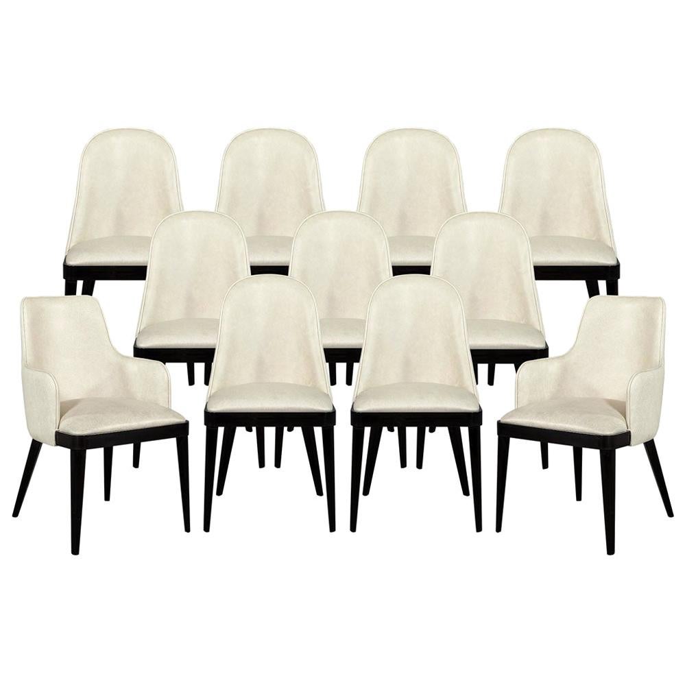 Set of 10 Svelte Custom Modern Leather Dining Chairs by Carrocel