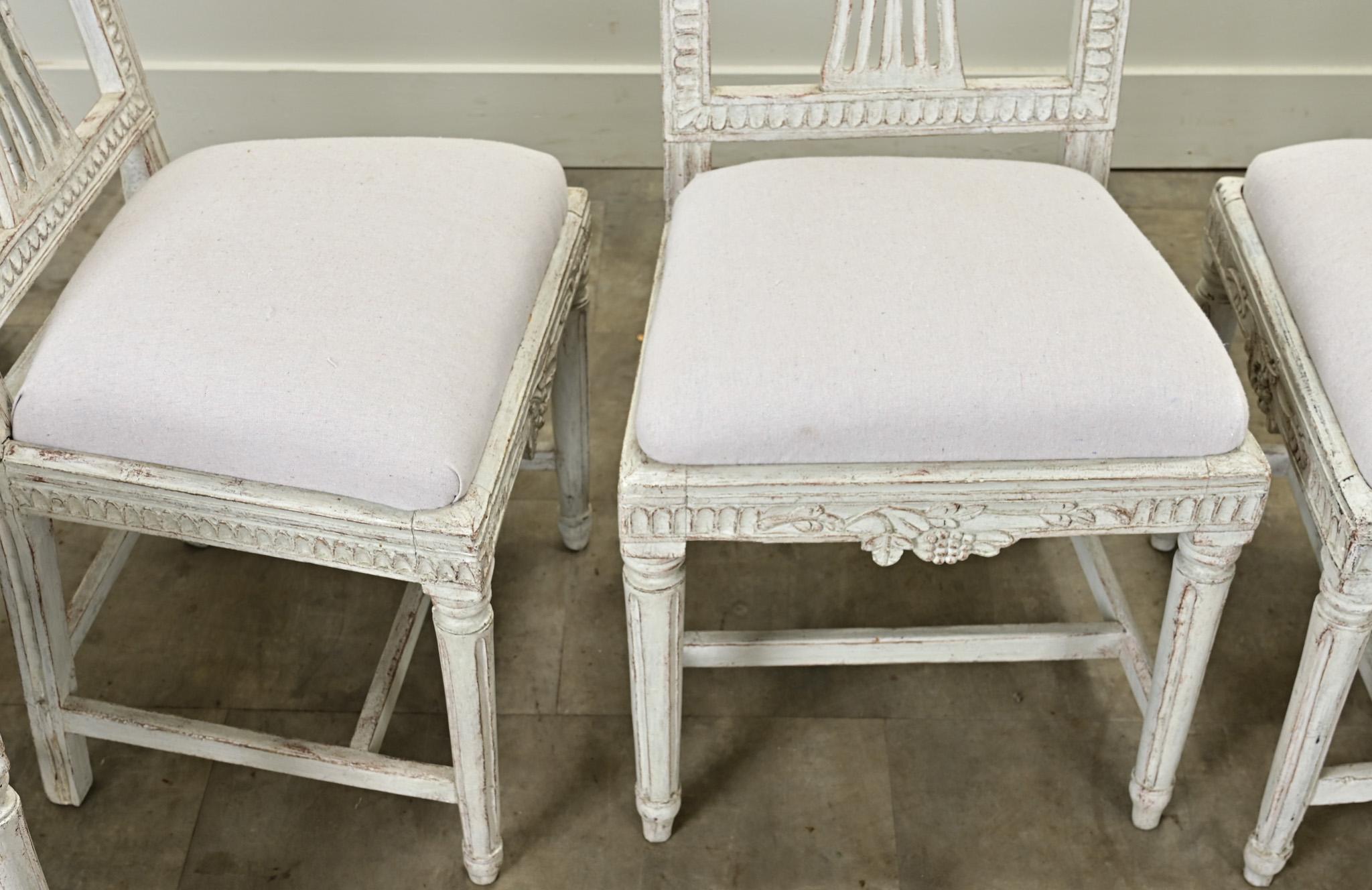 Set of 10 Swedish Gustavian Dining Chairs 7