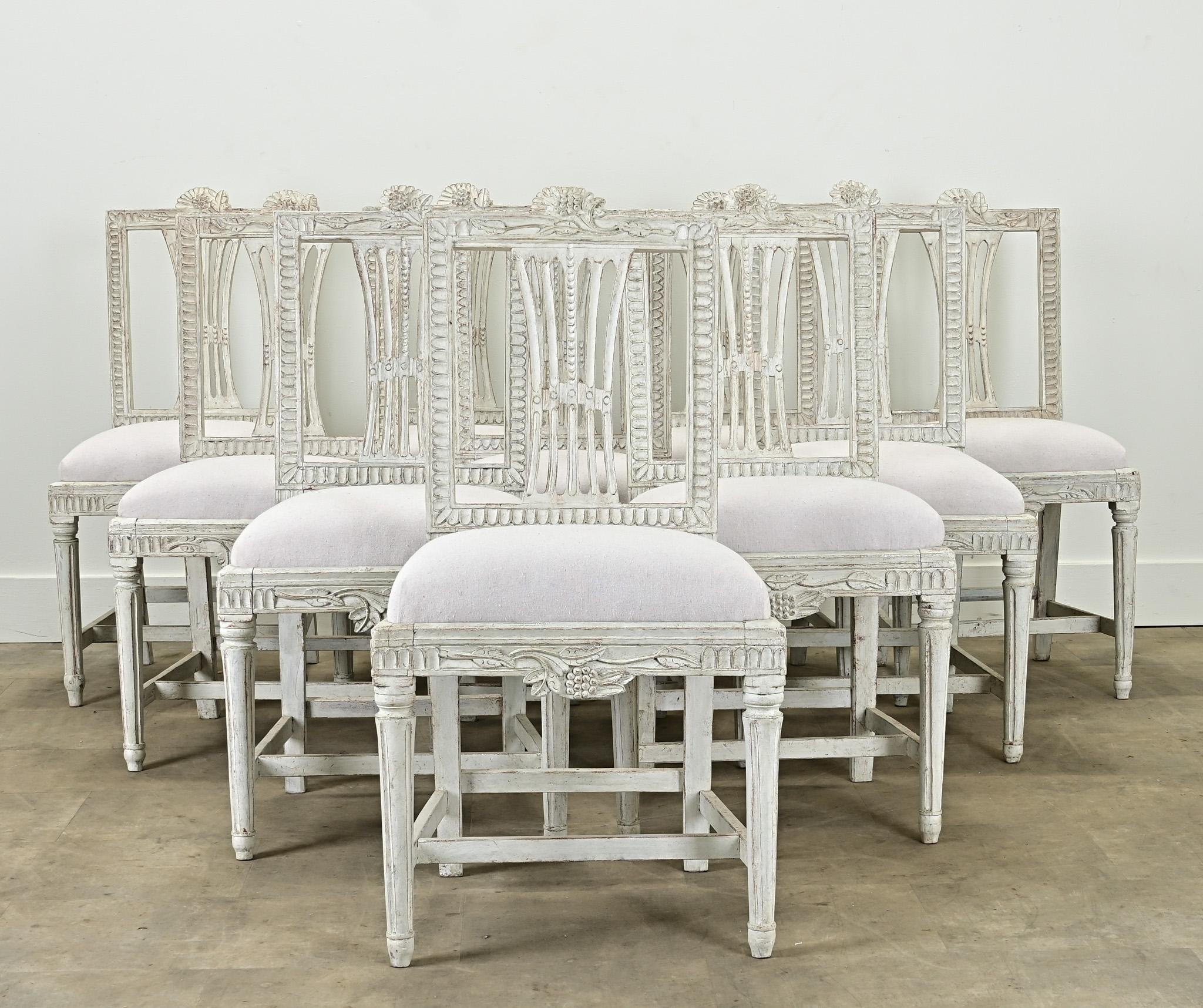 Louis XVI Set of 10 Swedish Gustavian Dining Chairs