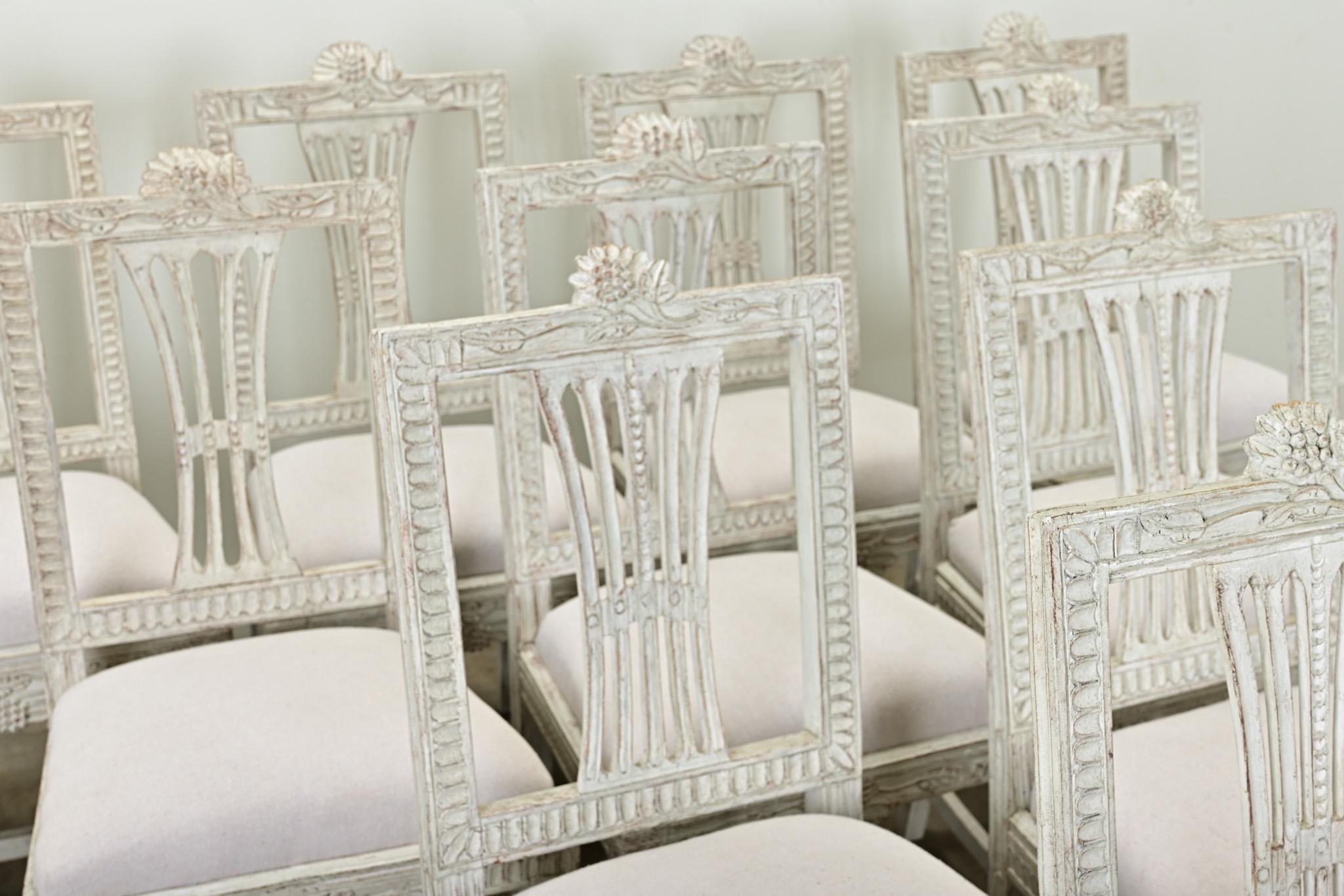 Set of 10 Swedish Gustavian Dining Chairs In Good Condition In Baton Rouge, LA