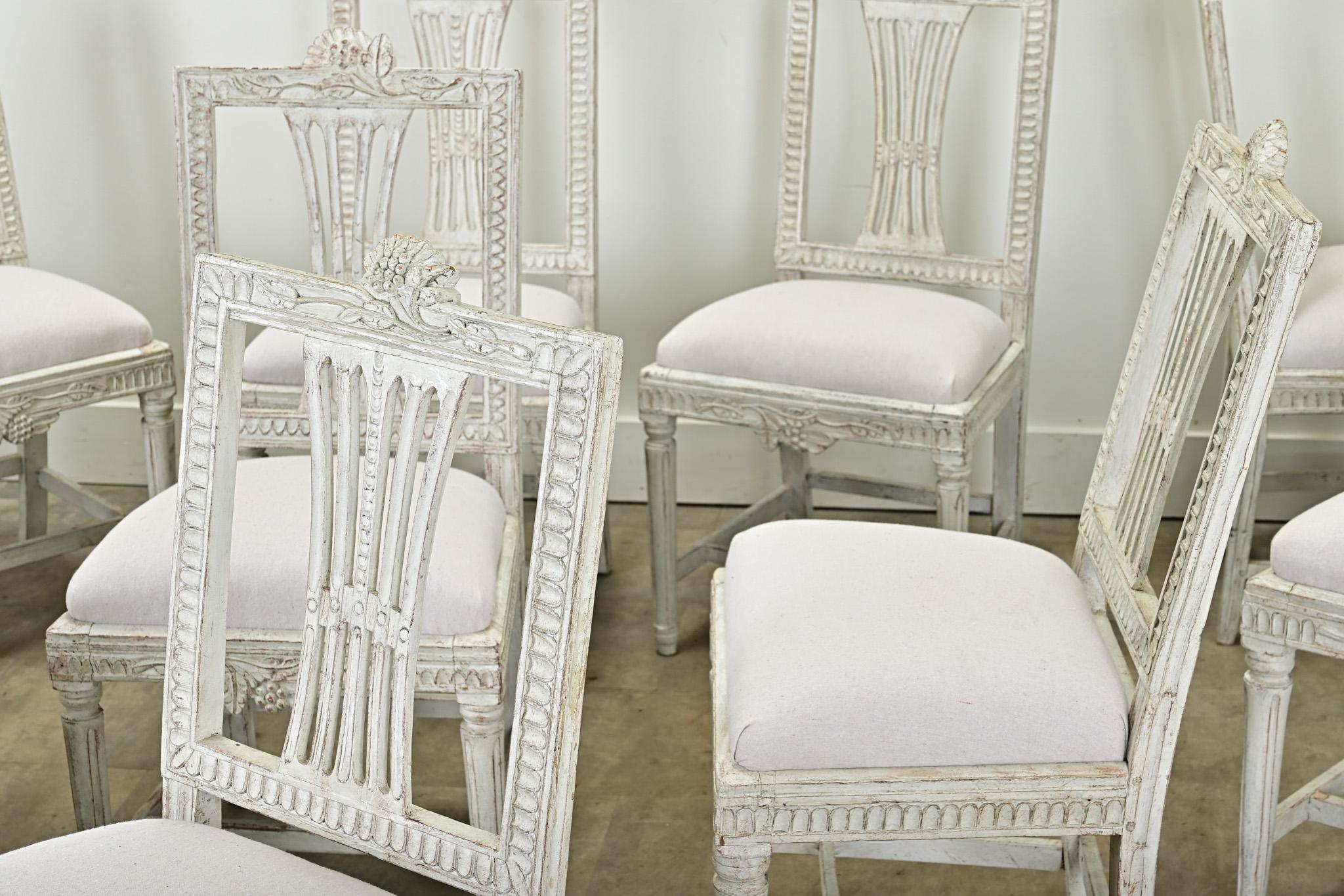 Set of 10 Swedish Gustavian Dining Chairs 2