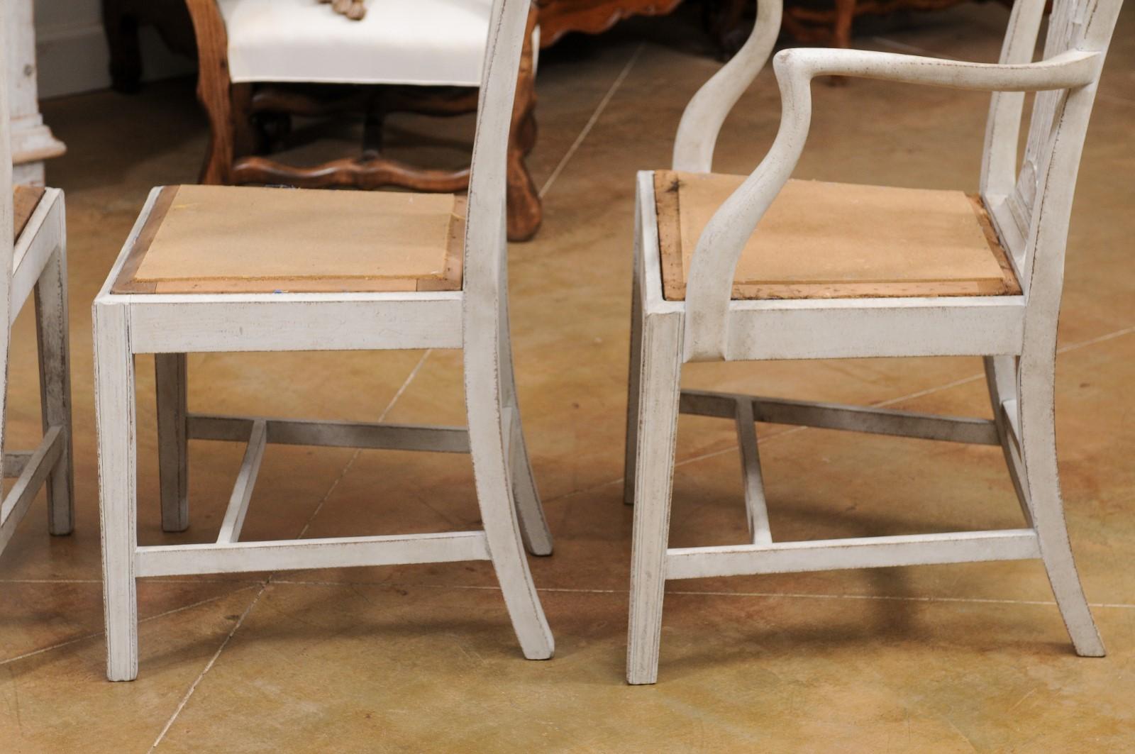 Set of 10 Swedish Painted Wheat Back Dining Chairs with Two Arms and Eight Sides 6