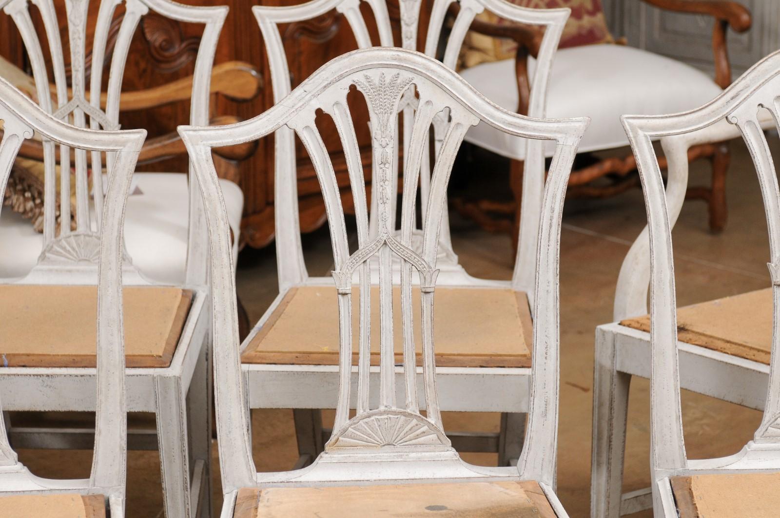 Set of 10 Swedish Painted Wheat Back Dining Chairs with Two Arms and Eight Sides 11