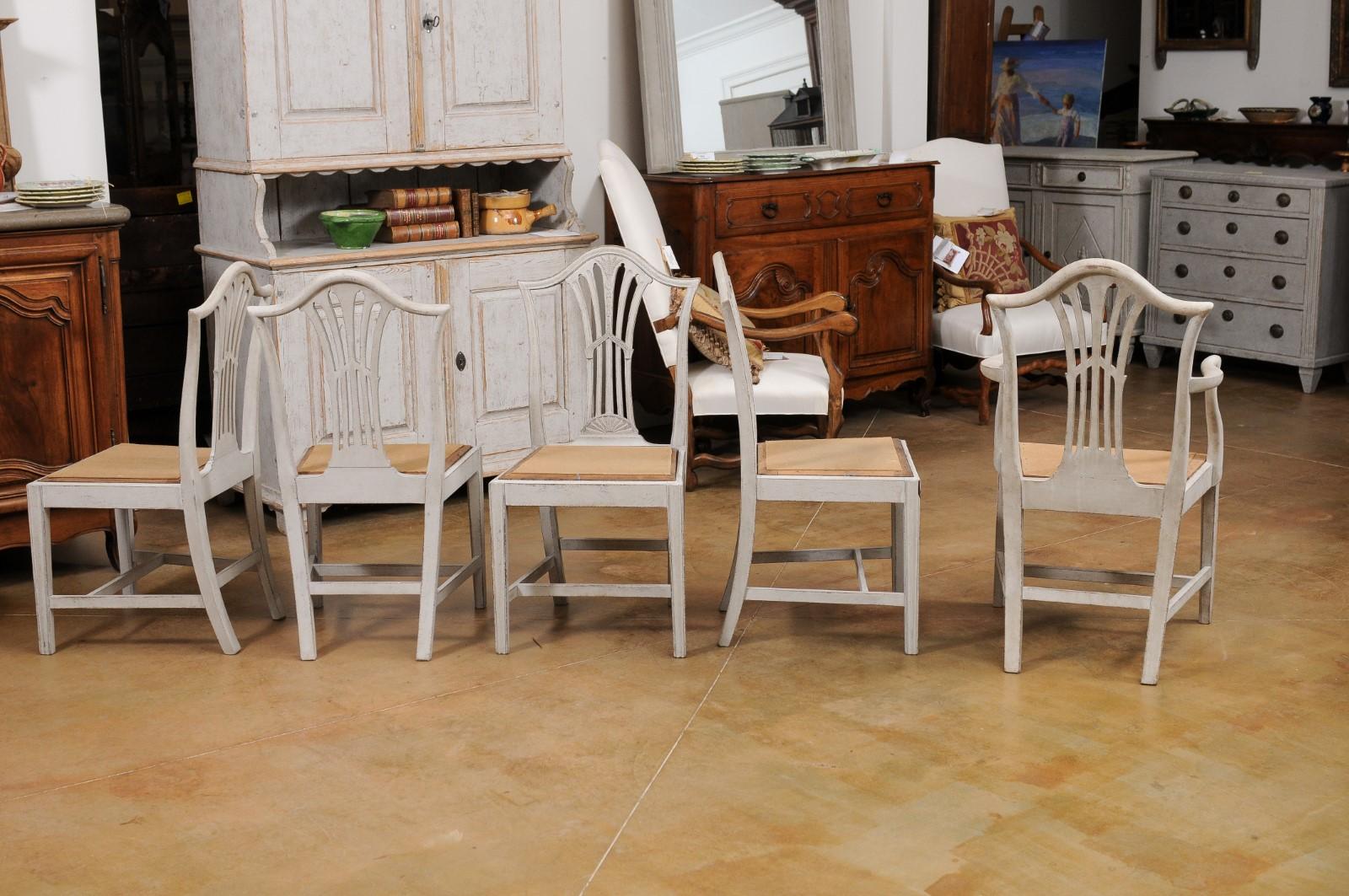 Set of 10 Swedish Painted Wheat Back Dining Chairs with Two Arms and Eight Sides 3