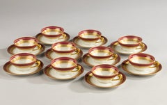 Set of 10 Teacups and Saucers - Porcelaine Limousine Limoges