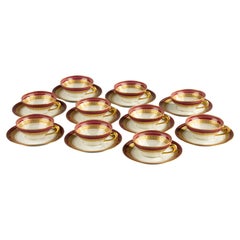 Set of 10 Teacups and Saucers - Porcelaine Limousine Limoges