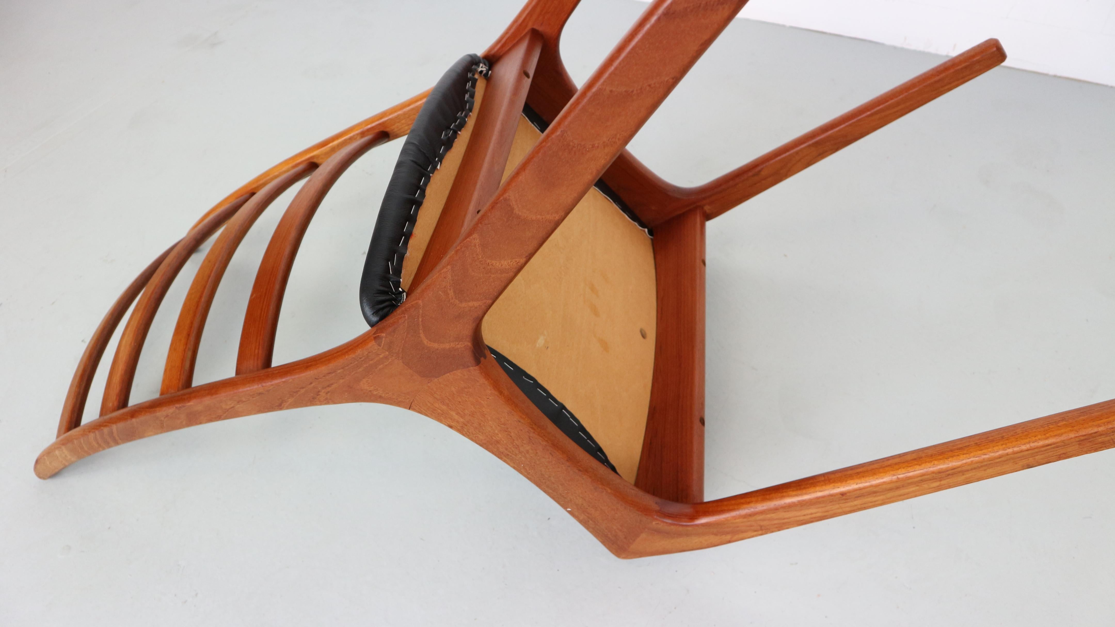 Set of 10 Teak Ladder Back Dining Chairs by Kai Kristiansen Newly Upholstered 2