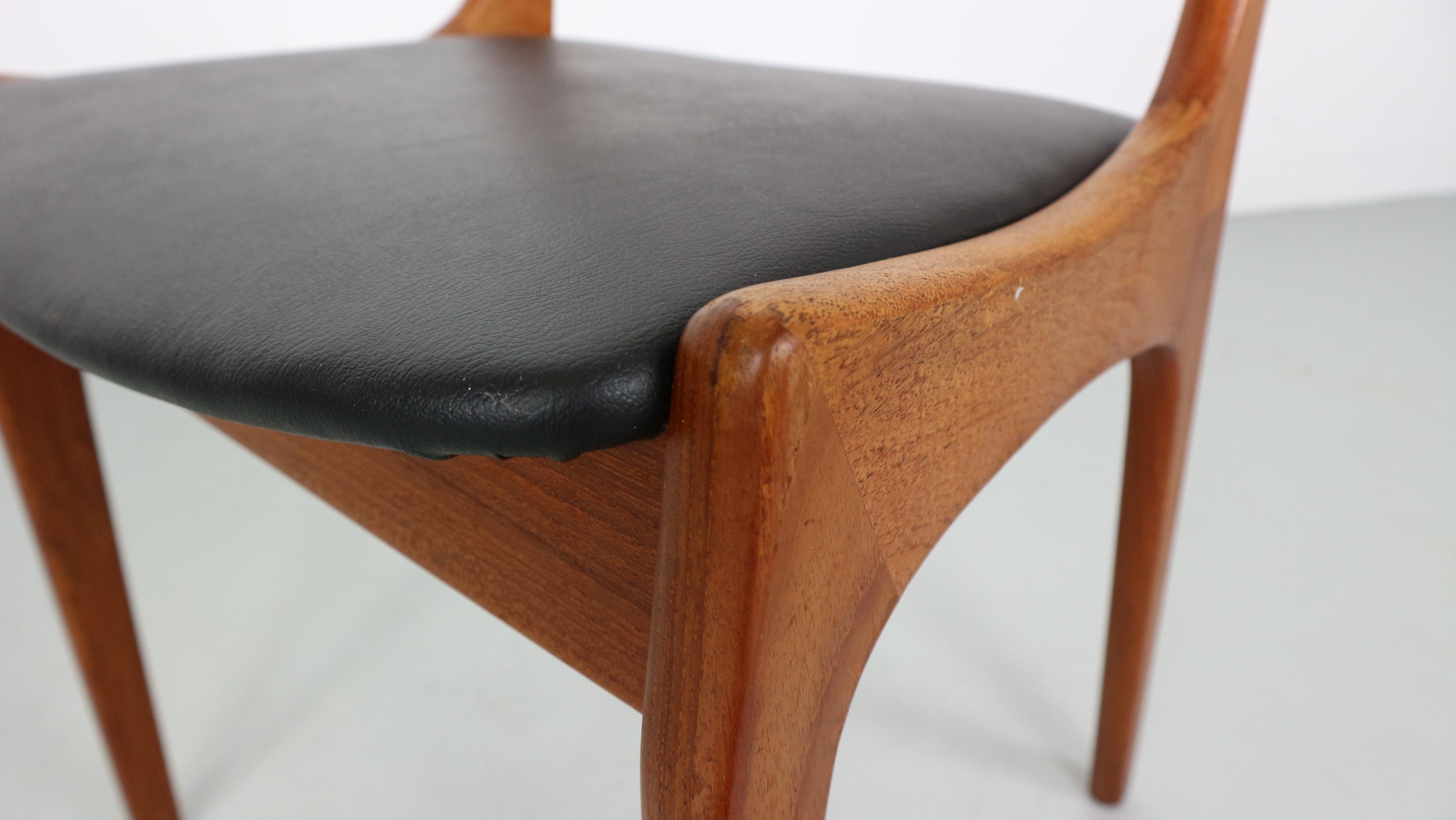 Set of 10 Teak Ladder Back Dining Chairs by Kai Kristiansen Newly Upholstered 4