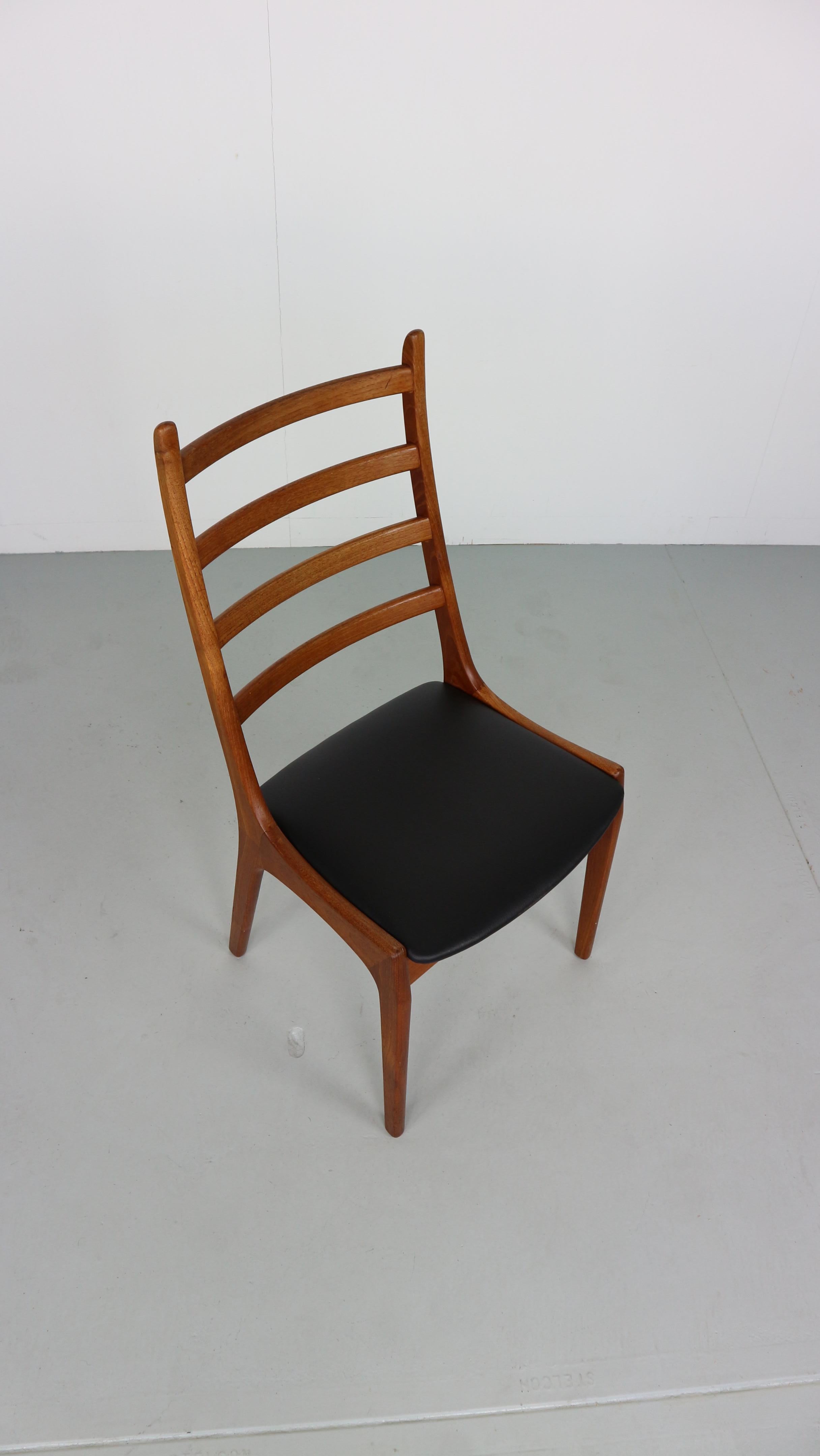 Set of 10 Teak Ladder Back Dining Chairs by Kai Kristiansen Newly Upholstered 5