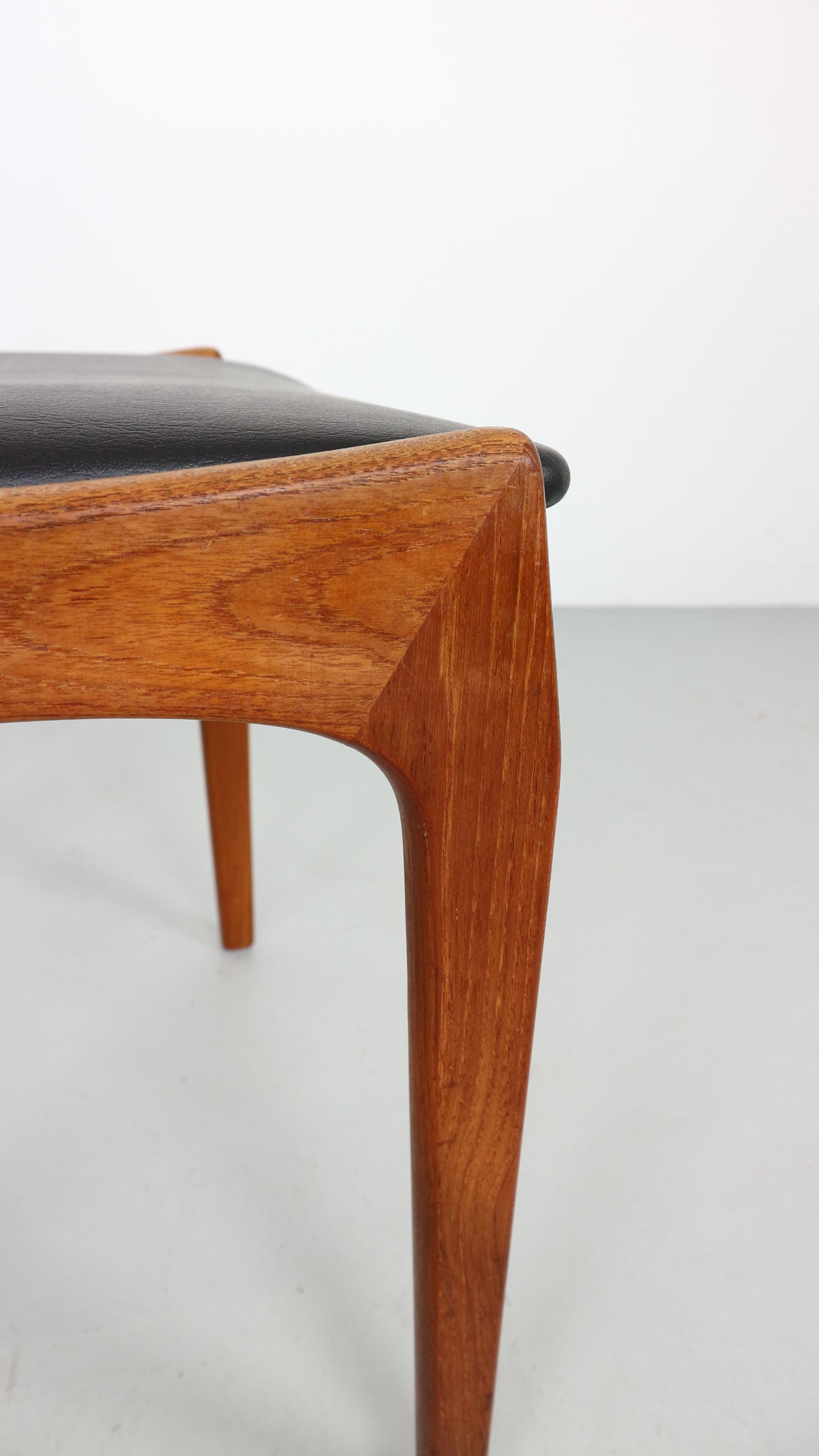 Danish Set of 10 Teak Ladder Back Dining Chairs by Kai Kristiansen Newly Upholstered