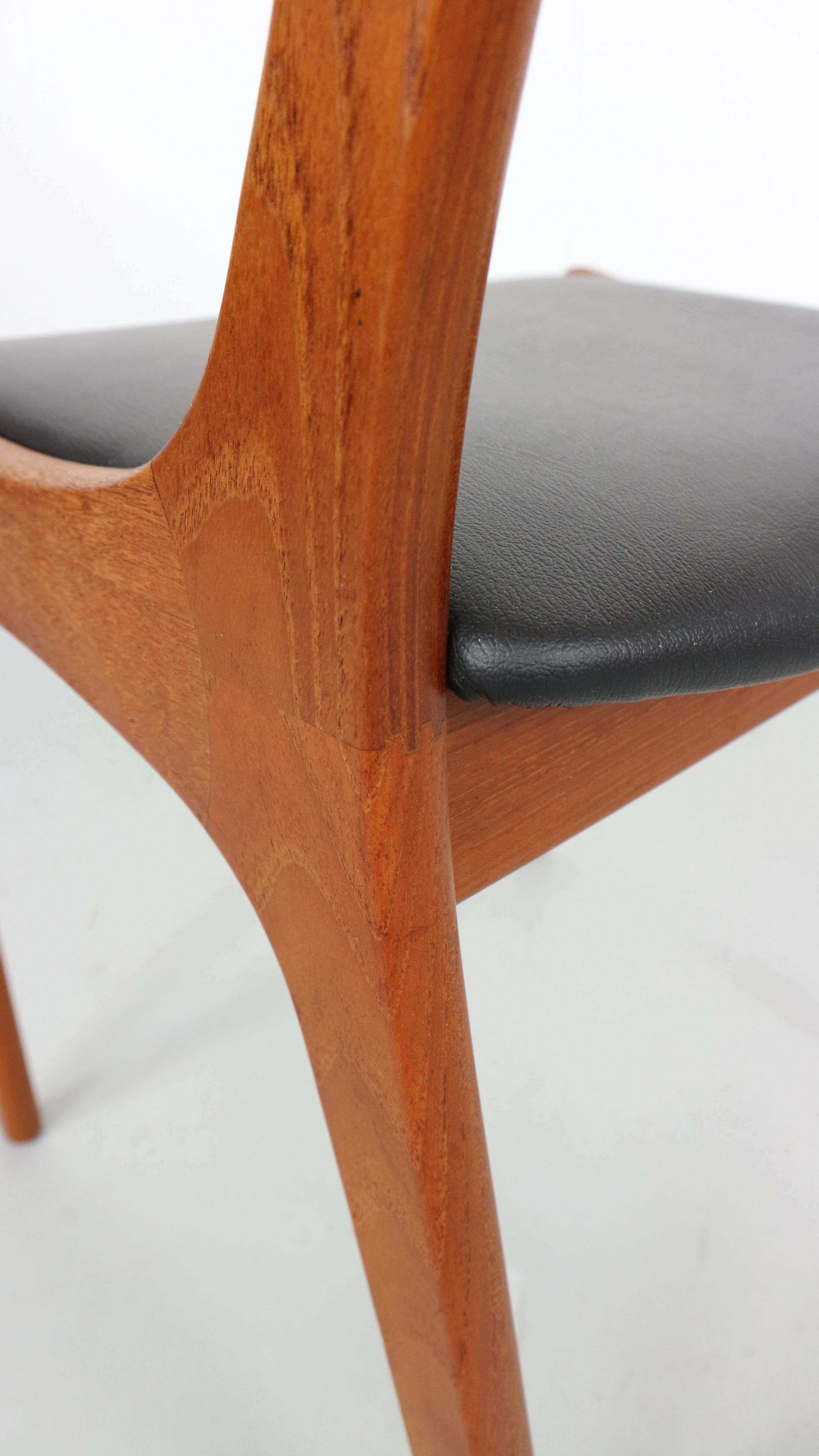 Mid-20th Century Set of 10 Teak Ladder Back Dining Chairs by Kai Kristiansen Newly Upholstered