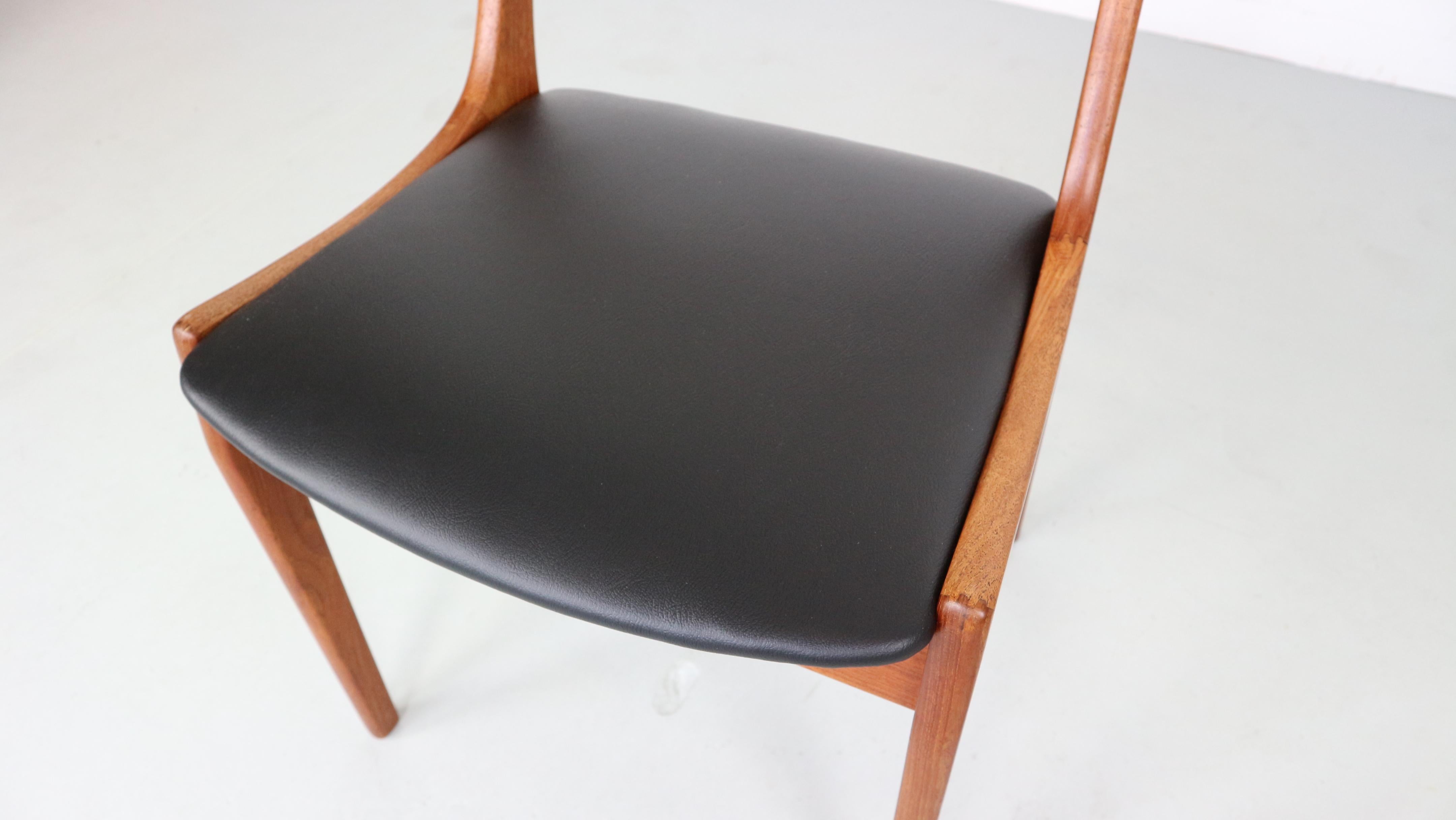 Set of 10 Teak Ladder Back Dining Chairs by Kai Kristiansen Newly Upholstered 1
