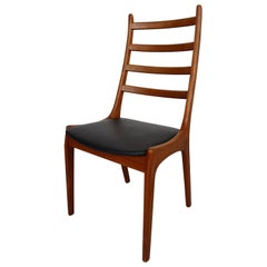 set of 10 Teak Ladder Back Dining Chairs by Kai Kristiansen newly upholstered