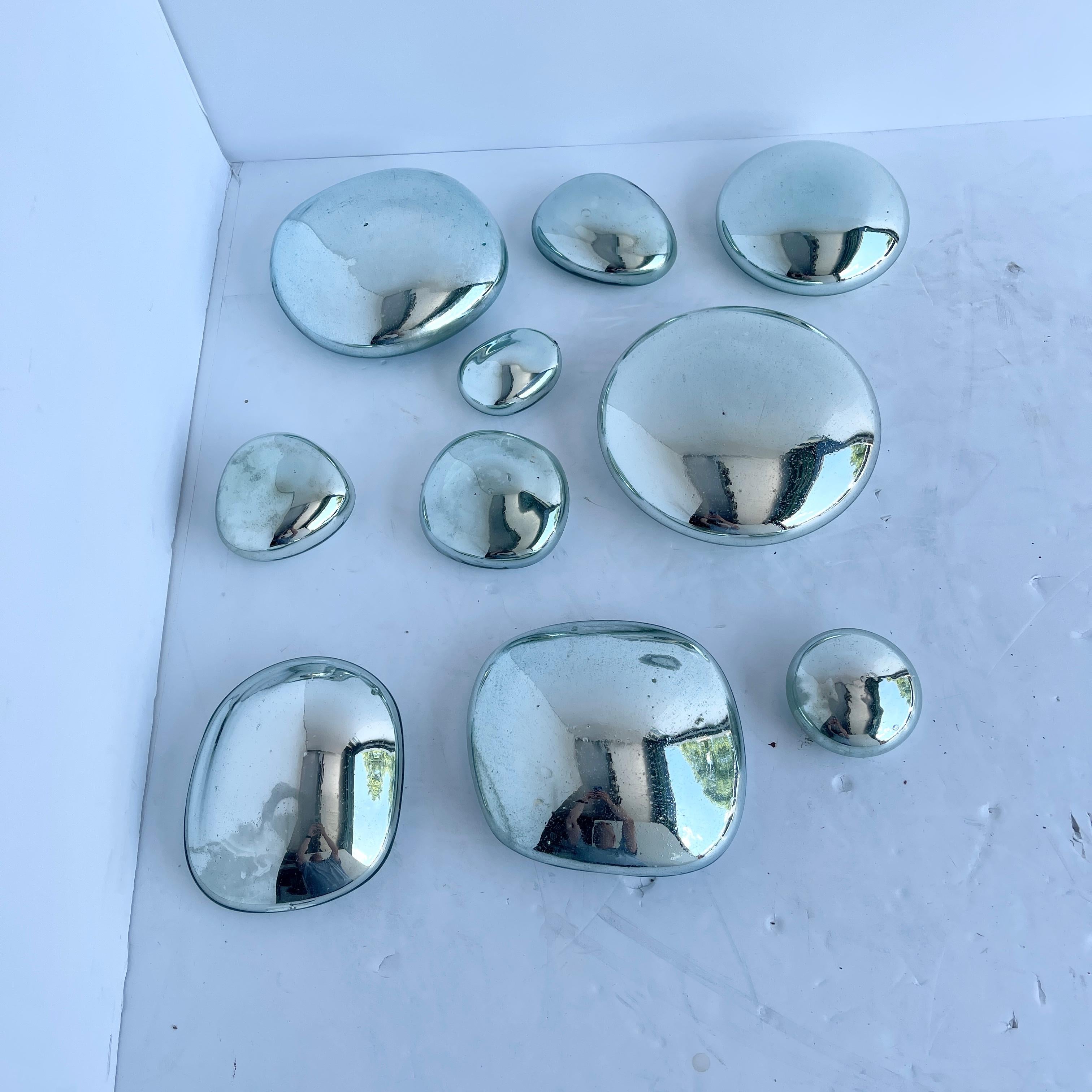 Set of 10 Teardrop Mercury Glass Wall Sculptures 3
