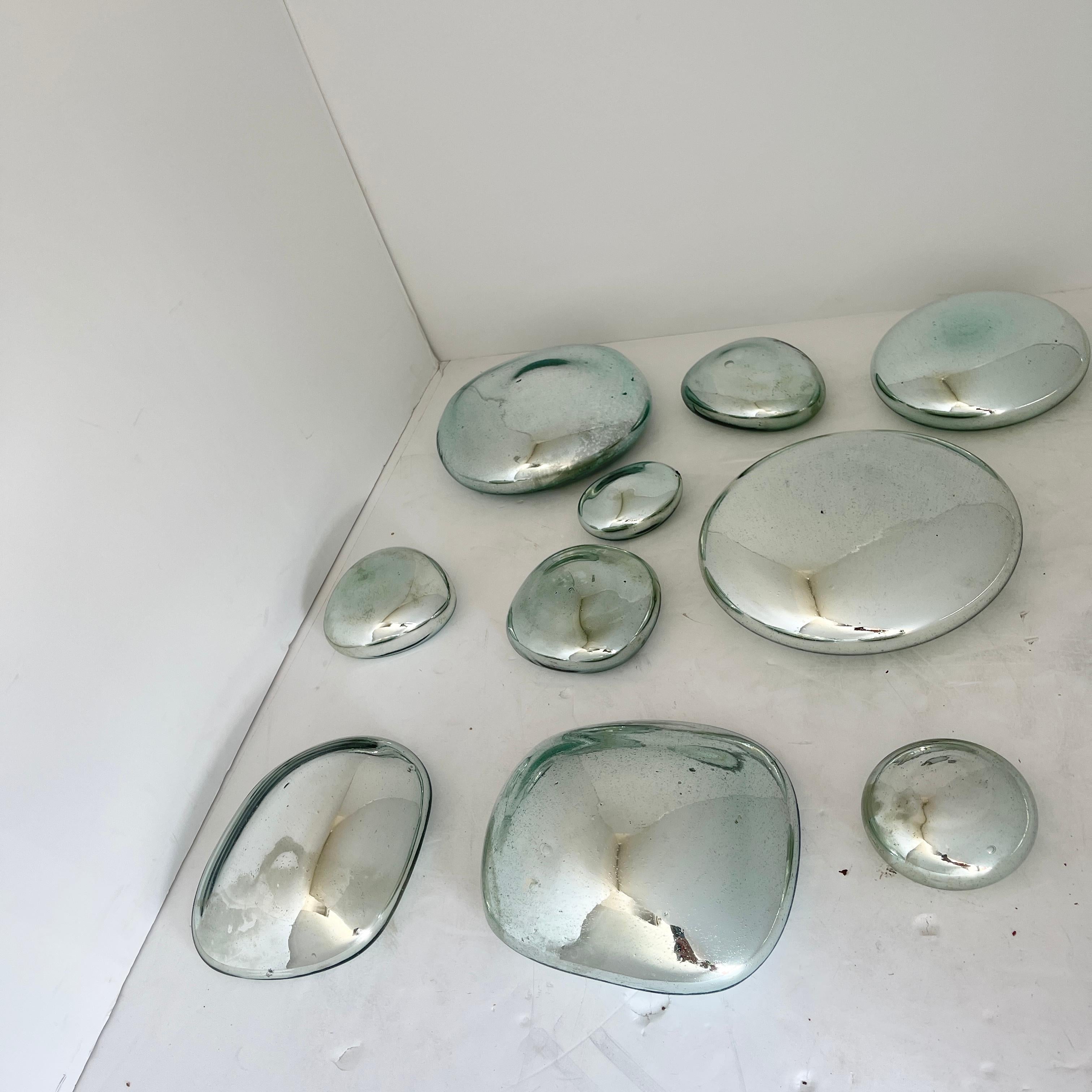 Set of 10 Teardrop Mercury Glass Wall Sculptures 10