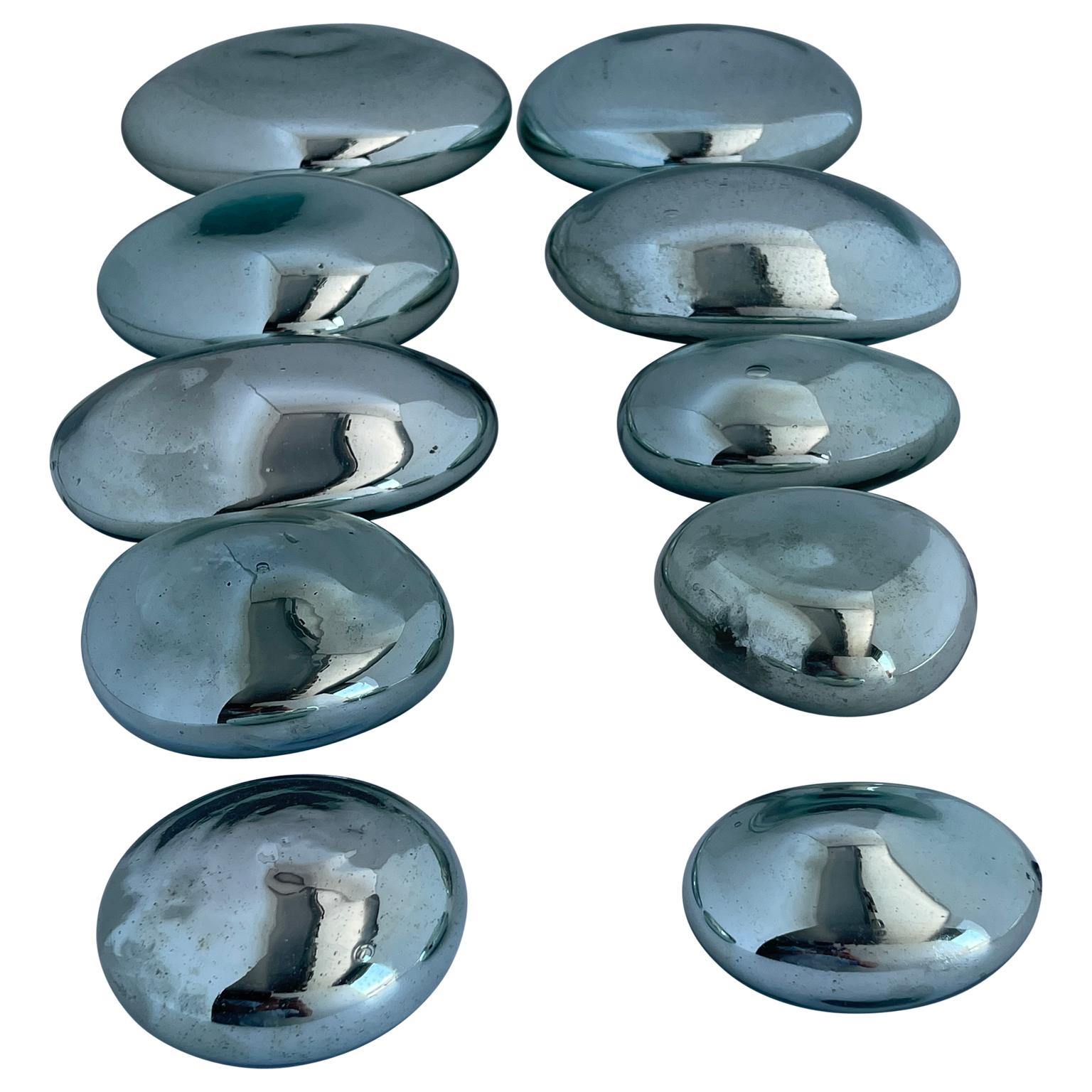 American Set of 10 Teardrop Mercury Glass Wall Sculptures