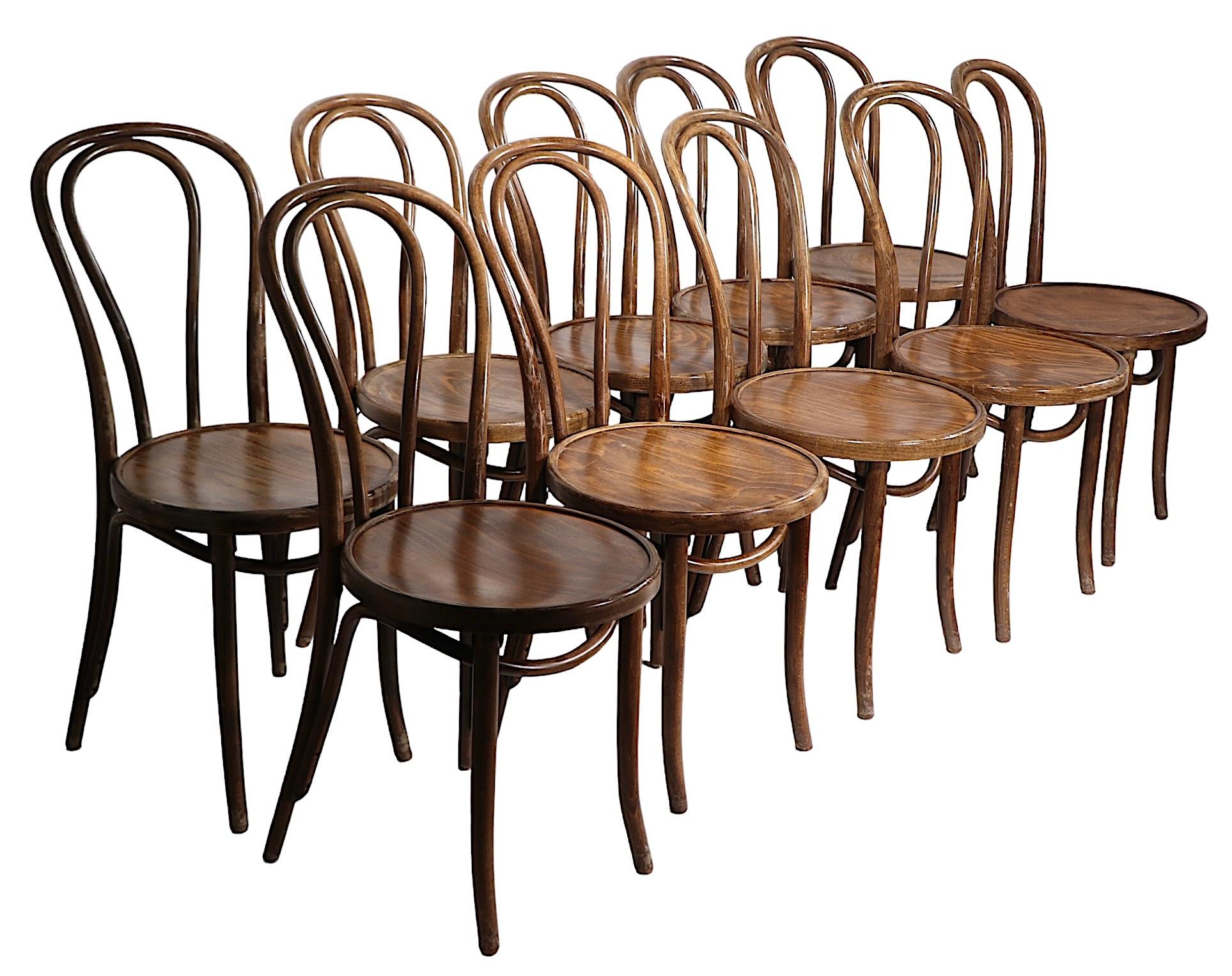 Set of 10 Thonet Bistro Cafe Dining Chairs Made in Radomsko Poland c 1950/70's 3