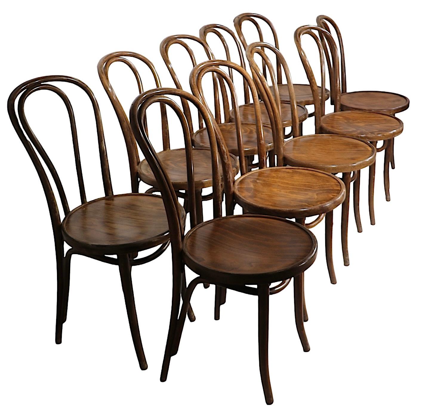 Set of 10 Thonet Bistro Cafe Dining Chairs Made in Radomsko Poland c 1950/70's 5
