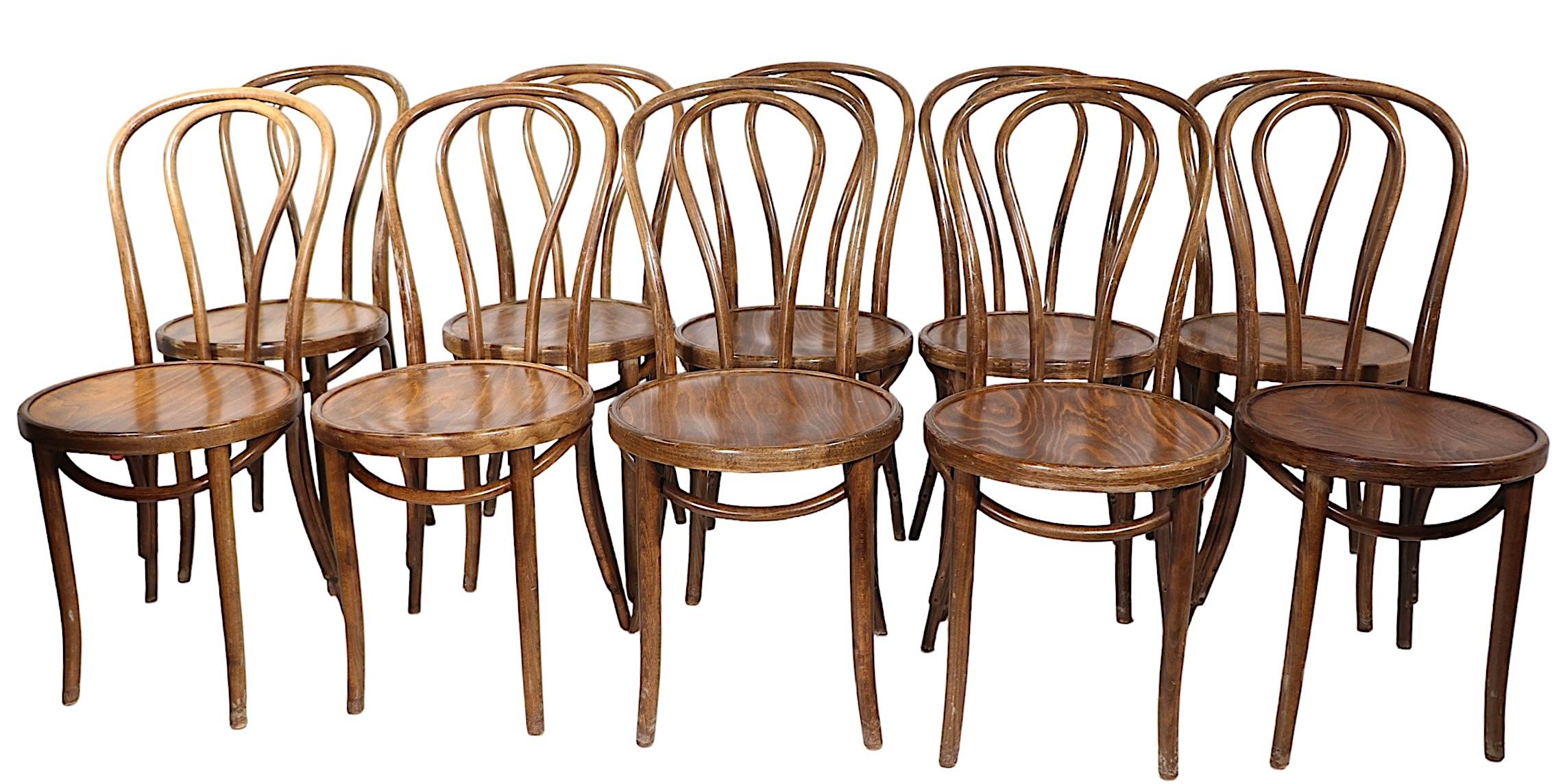 Set of 10 Thonet Bistro Cafe Dining Chairs Made in Radomsko Poland c 1950/70's 7
