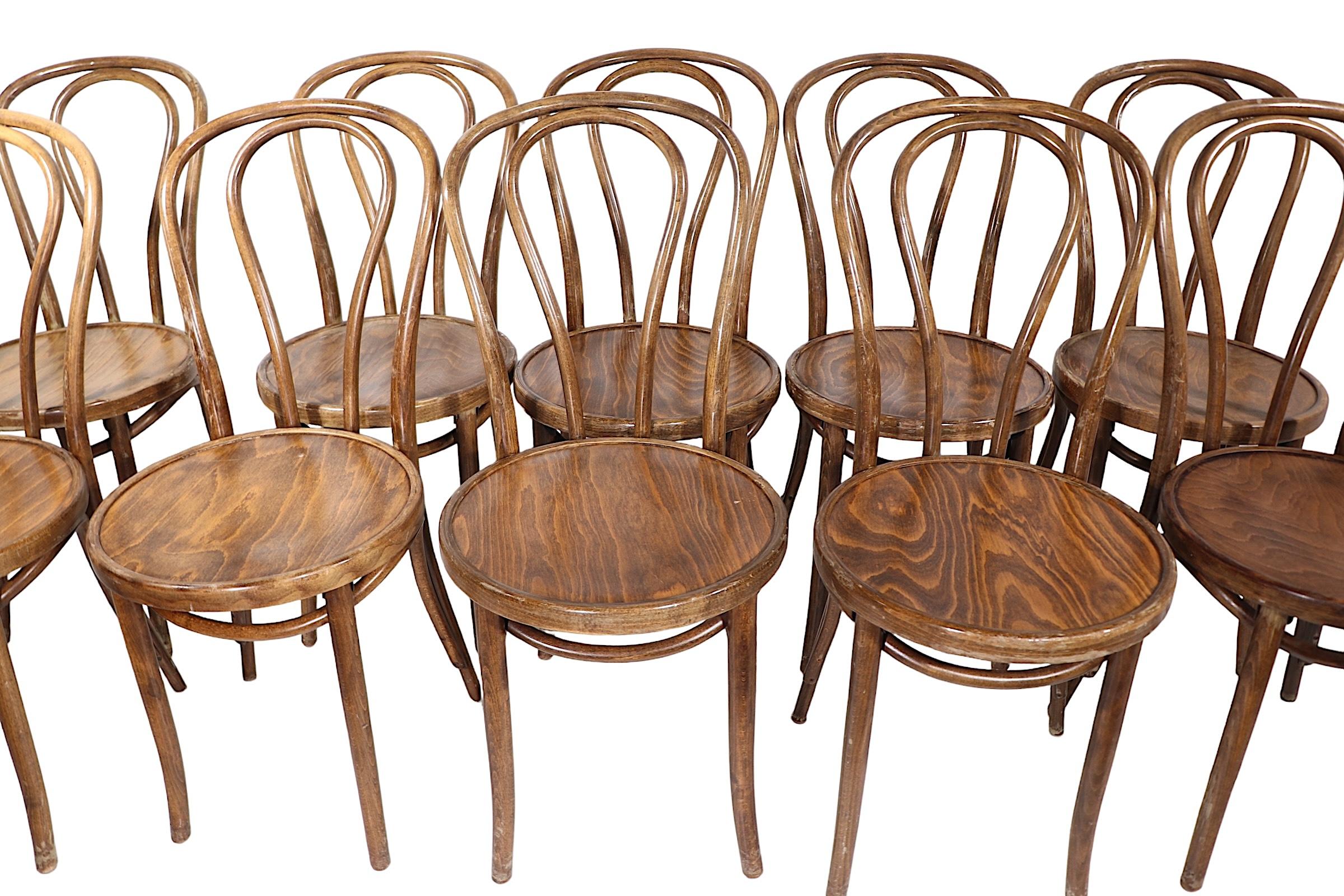 Set of 10 Thonet Bistro Cafe Dining Chairs Made in Radomsko Poland c 1950/70's 8