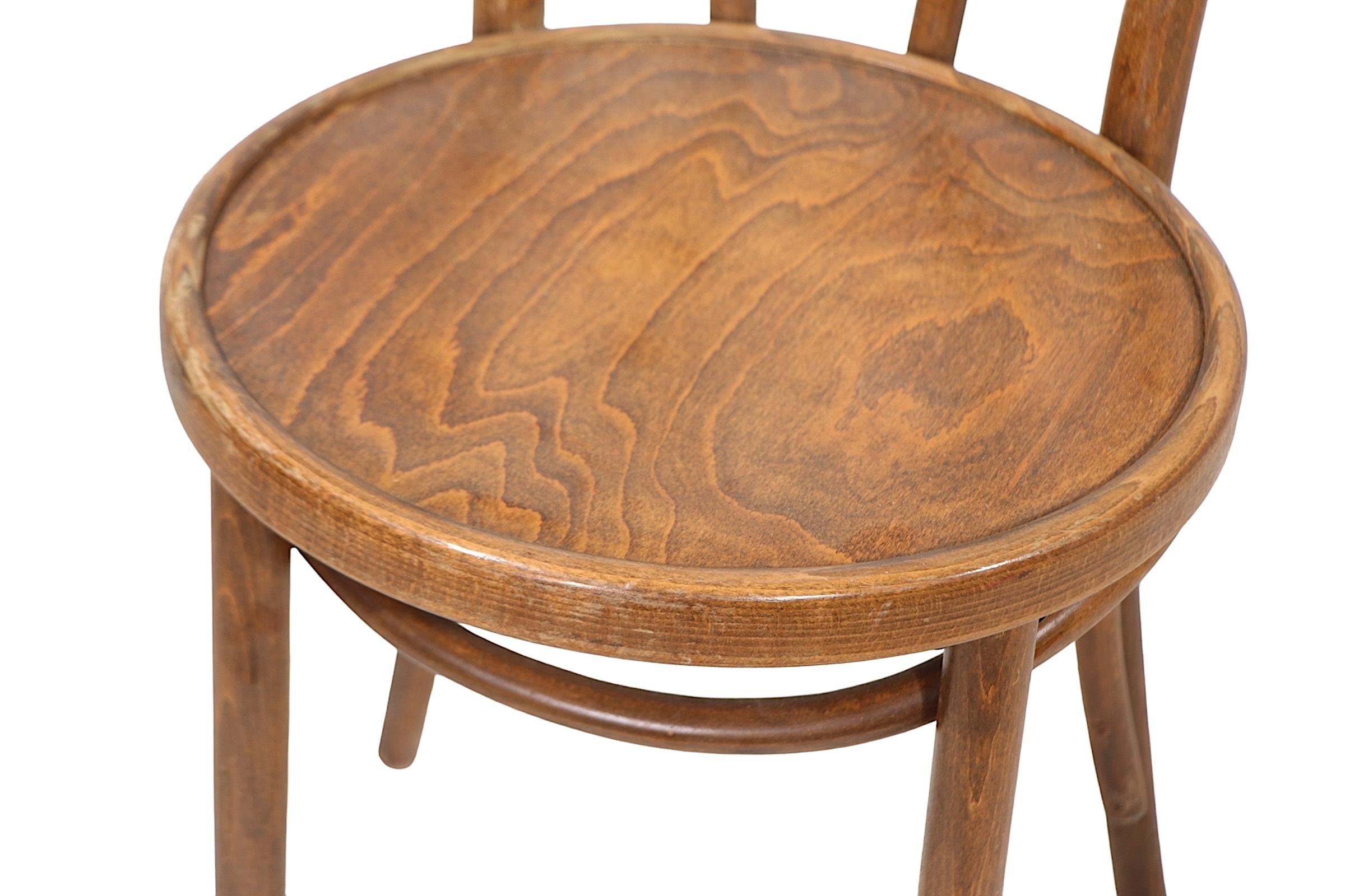 Set of 10 Thonet Bistro Cafe Dining Chairs Made in Radomsko Poland c 1950/70's In Good Condition In New York, NY