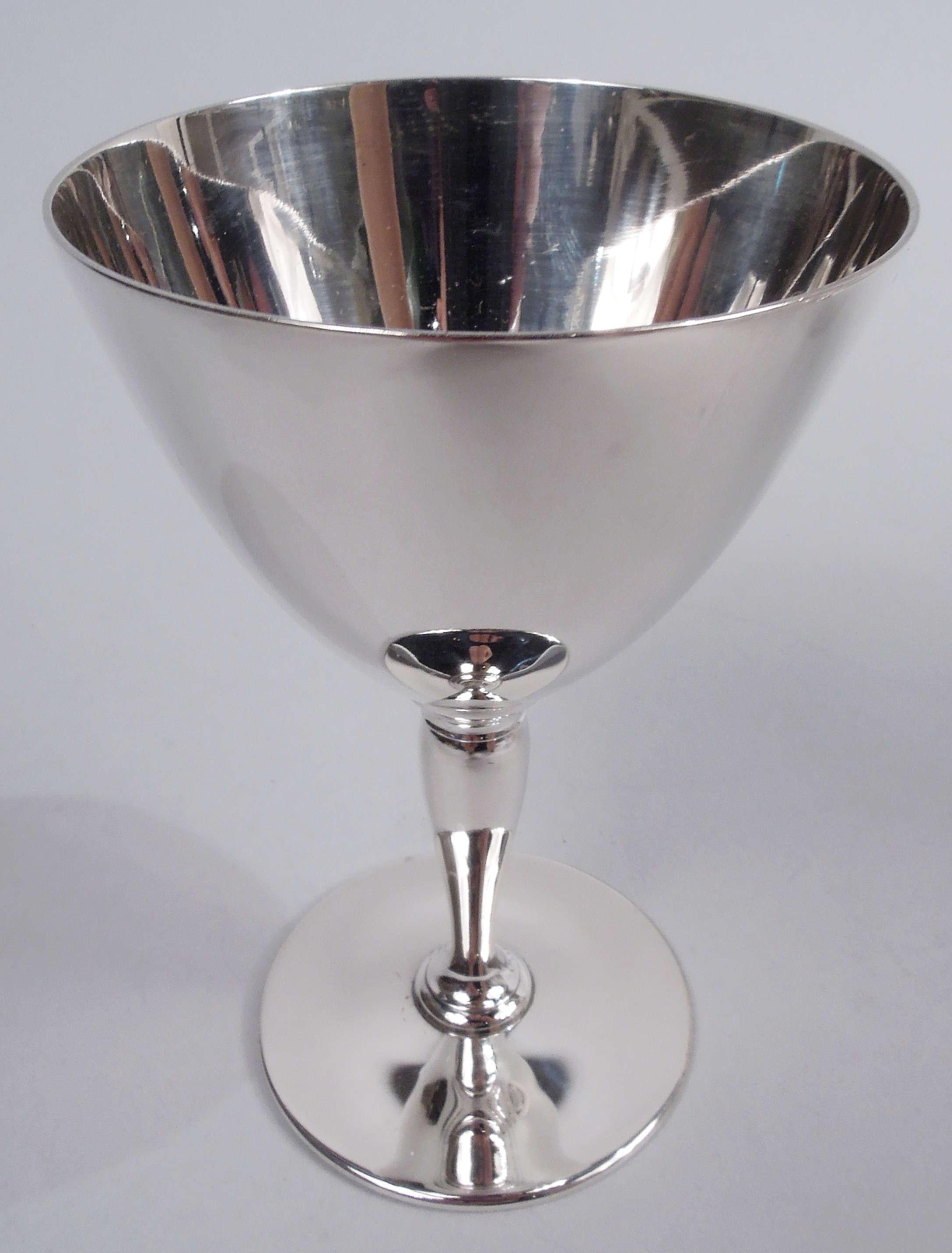 20th Century Set of 10 Tiffany American Art Deco Sterling Silver Cocktail Cups For Sale