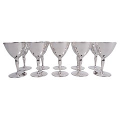 Lot de 10 tasses à cocktail en argent sterling Art Déco américain de Tiffany