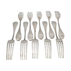 Set of 10 Tiffany & Co Audubon Sterling Silver Forks 8 1/8" #23107