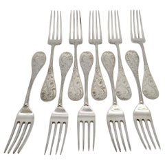 Set of 10 Tiffany & Co Audubon Sterling Silver Forks 8 1/8" #23107