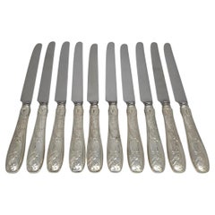 Set of 10 Tiffany & Co Audubon Sterling Silver Handle Knives 10" #23101