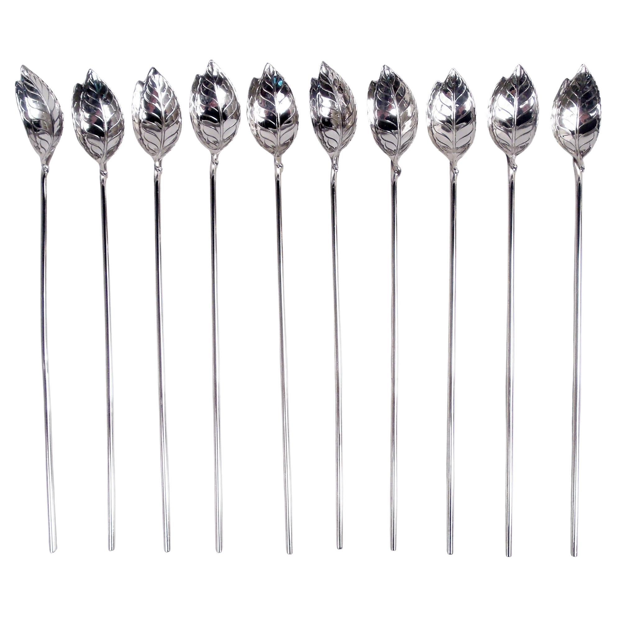 Set di 10 agitatori per tè freddo in argento Tiffany Midcentury Modern