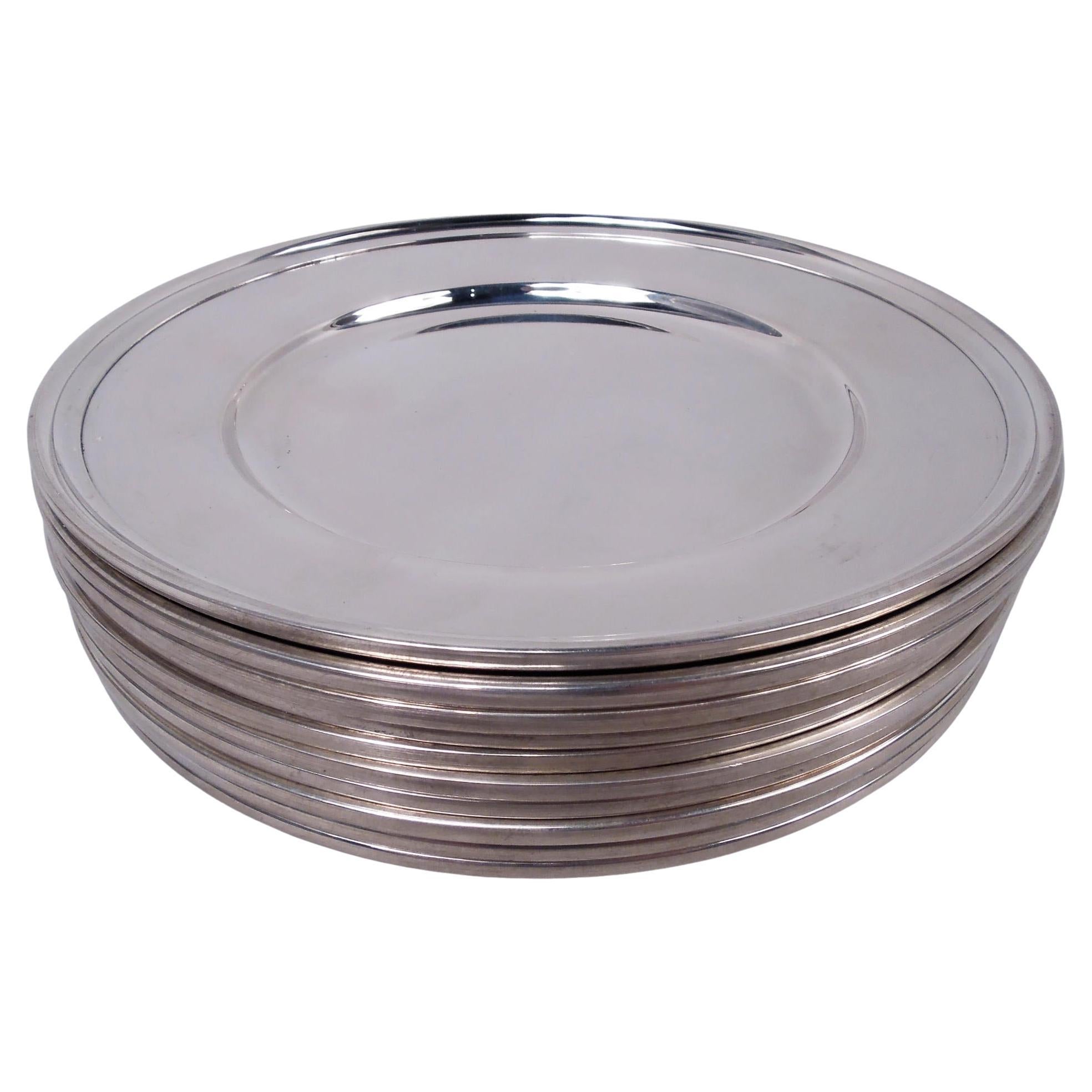 Set di 10 piatti da pane e burro in argento Tiffany Moderno in vendita