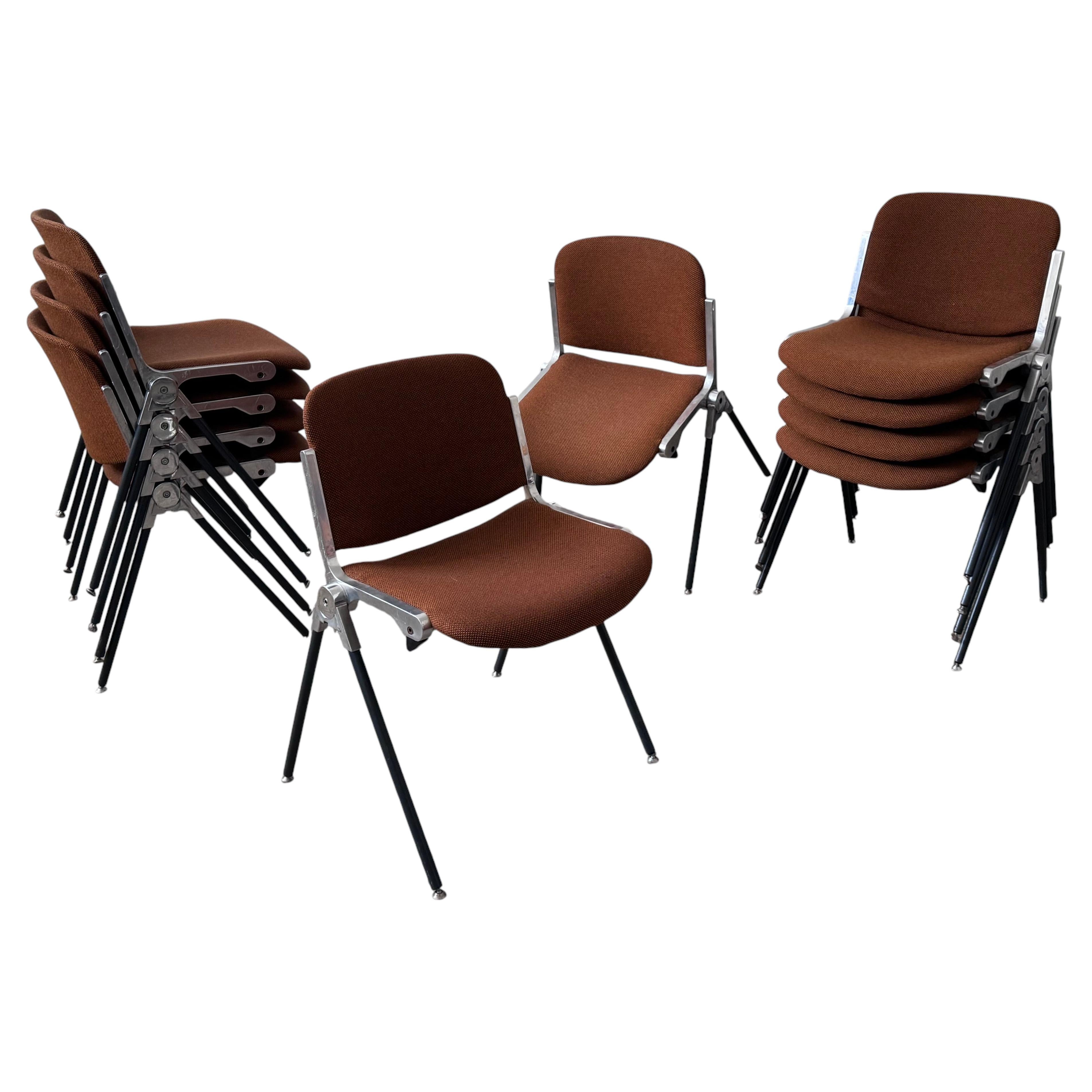 Set of 6 tobacco fabric chairs Agorà by Paolo Favaretto for Emmegi, Italy