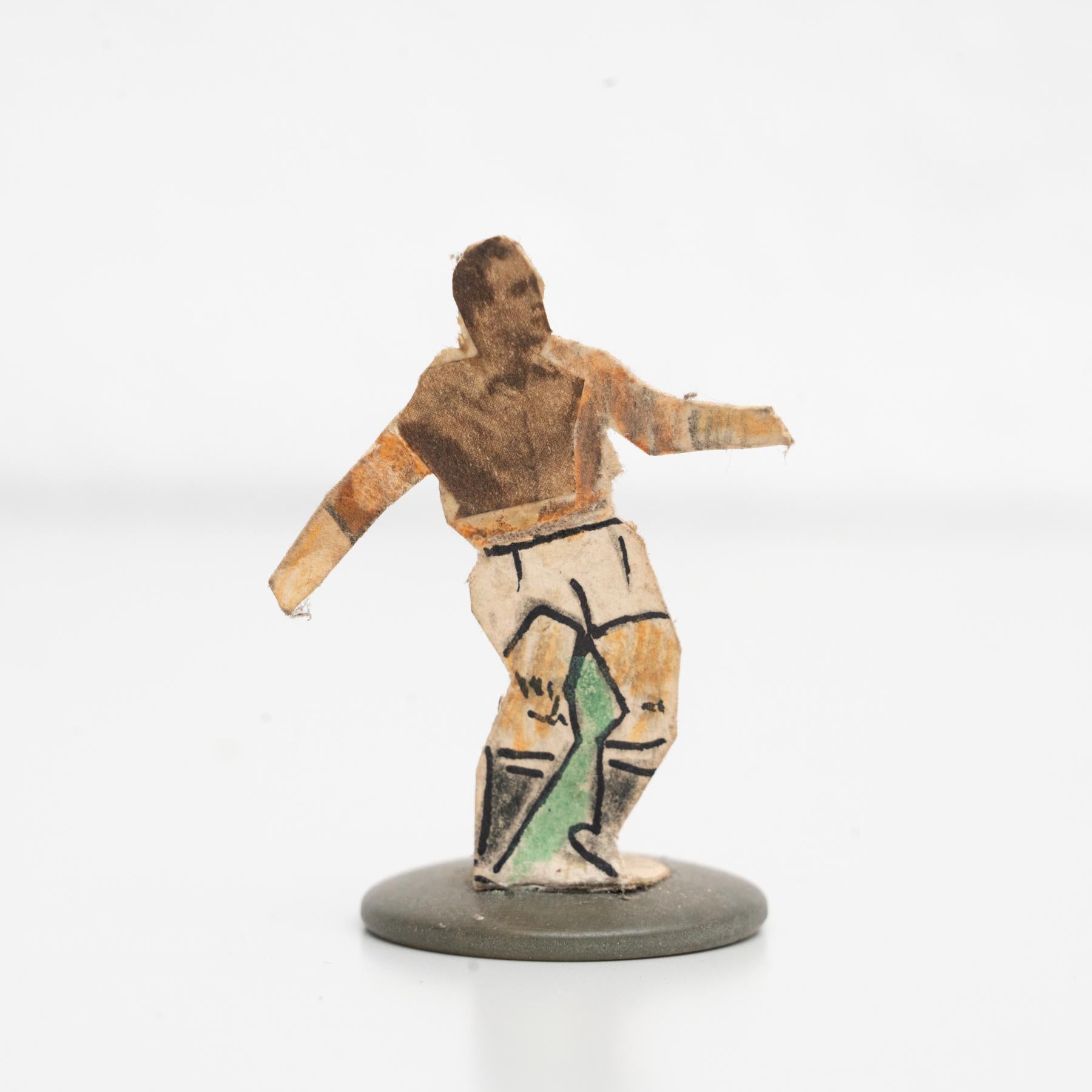 Mid-20th Century Set of 10 Traditional Antique Button Soccer Game Figures, circa 1950 For Sale