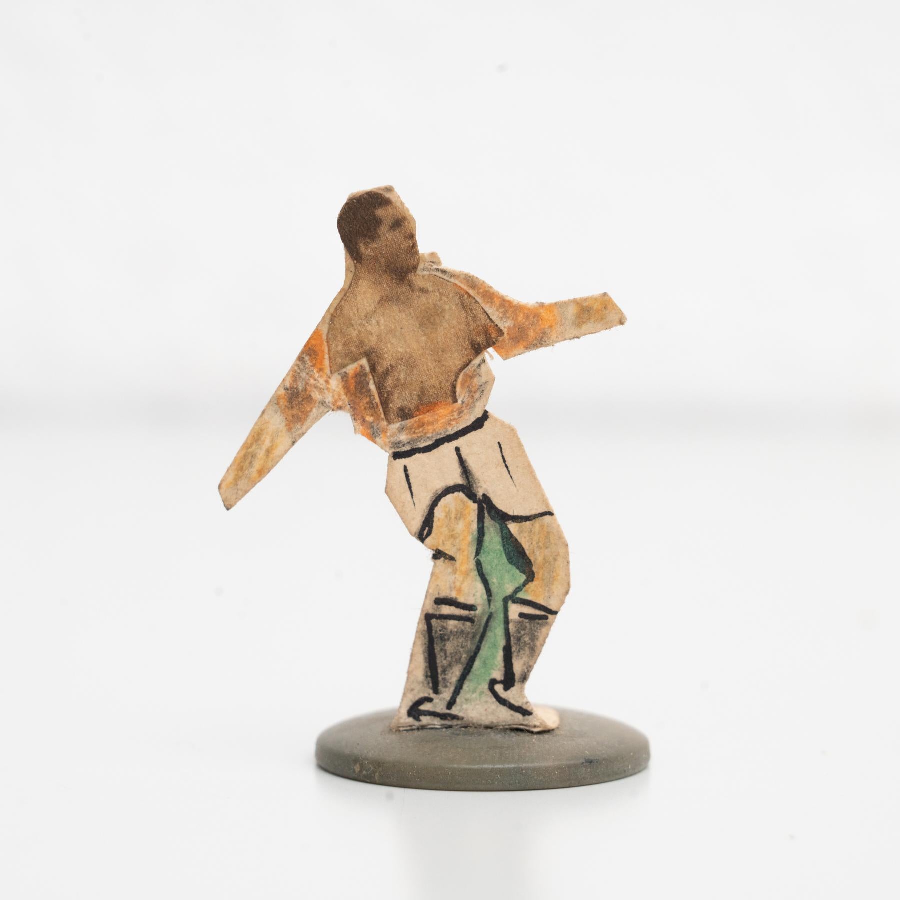 Paper Set of 10 Traditional Antique Button Soccer Game Figures, circa 1950 For Sale