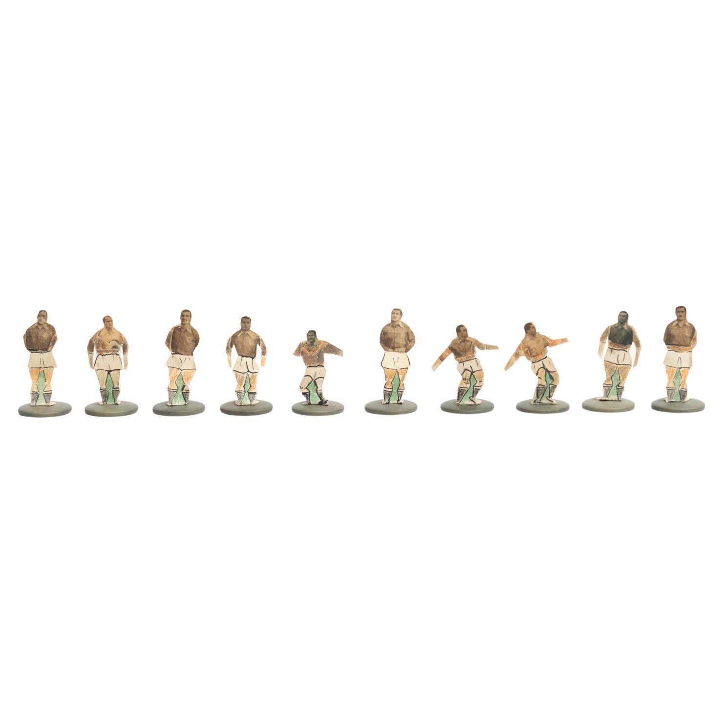 Set of 10 Traditional Antique Button Soccer Game Figures, circa 1950