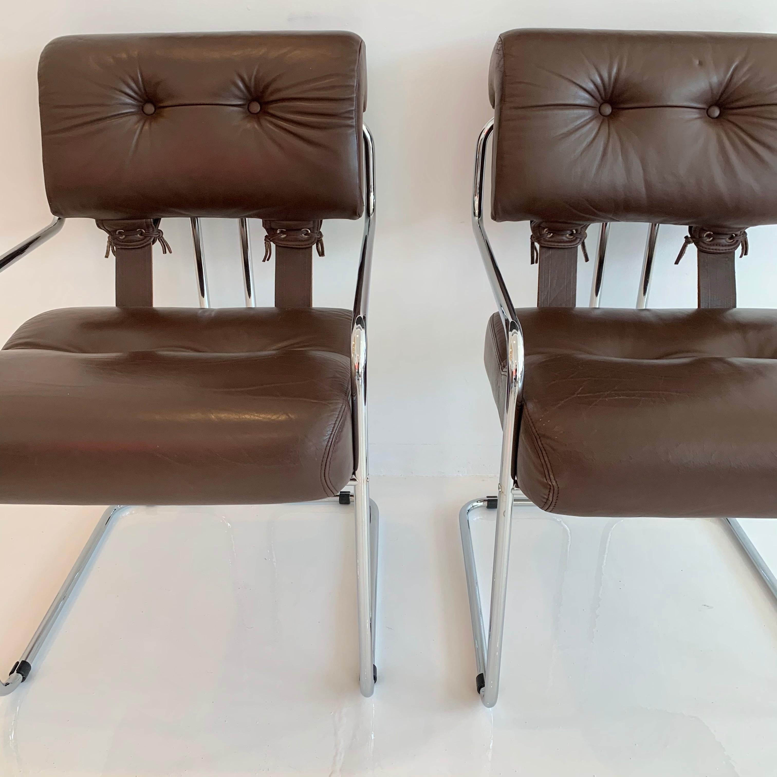 Set of 10 Tucroma Chairs in Brown Leather by Guido Faleschini In Good Condition In Los Angeles, CA