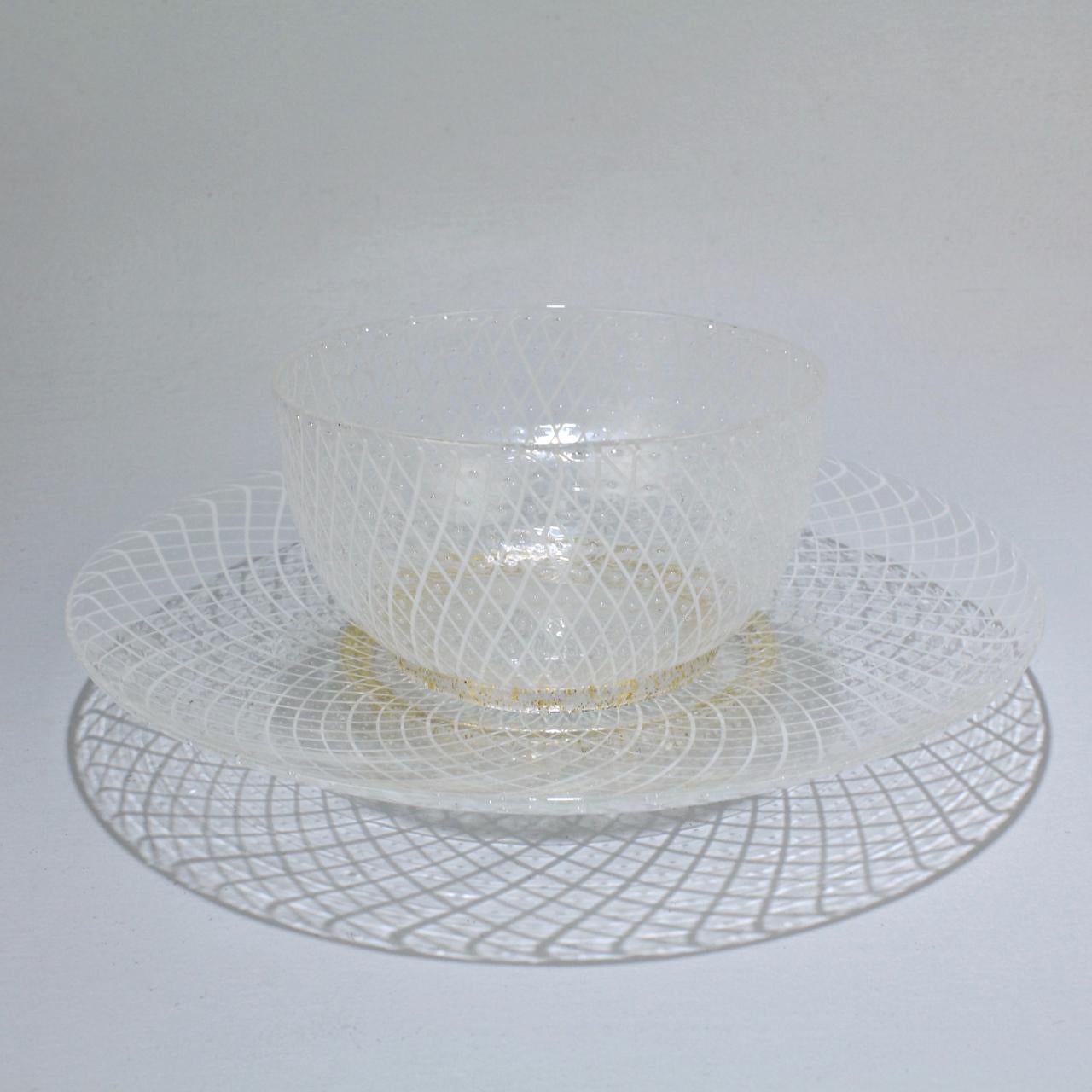 Set of 10 Venetian or Murano Glass Reticulo Filigrana Bowls and Plates 4