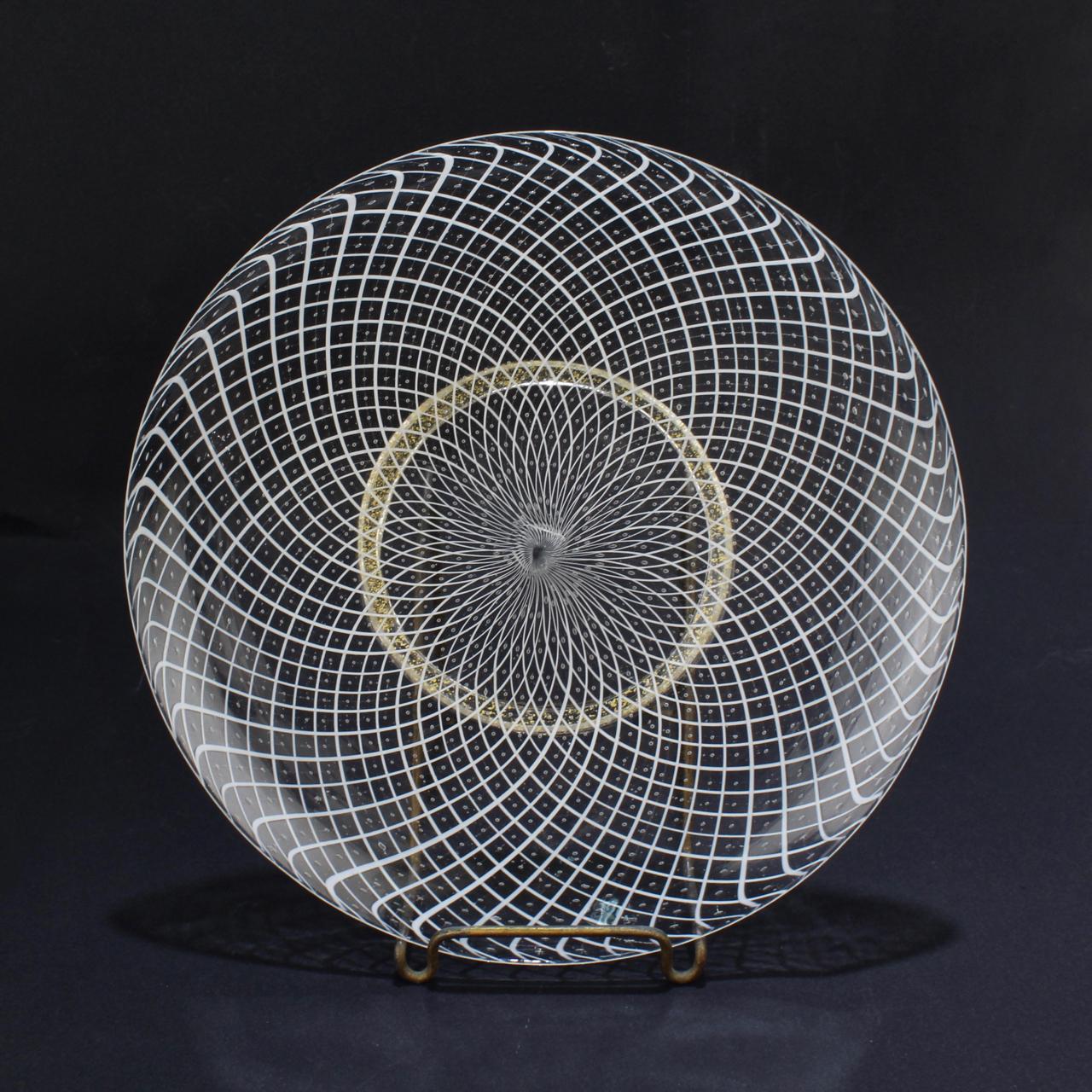 20th Century Set of 10 Venetian or Murano Glass Reticulo Filigrana Bowls and Plates