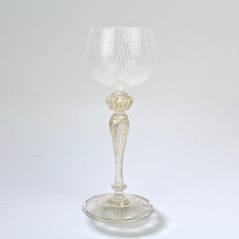 Set of 10 or Murano Glass Reticulo Filigrana Decorated Cordial