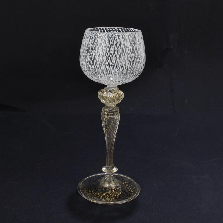 Set of 10 or Murano Glass Reticulo Filigrana Decorated Cordial