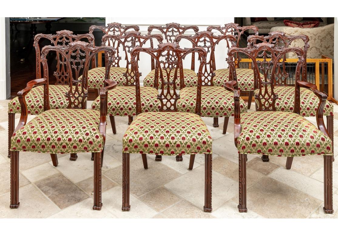 Set of 10 Very Fine Chippendale Style Dining Chairs For Sale 7