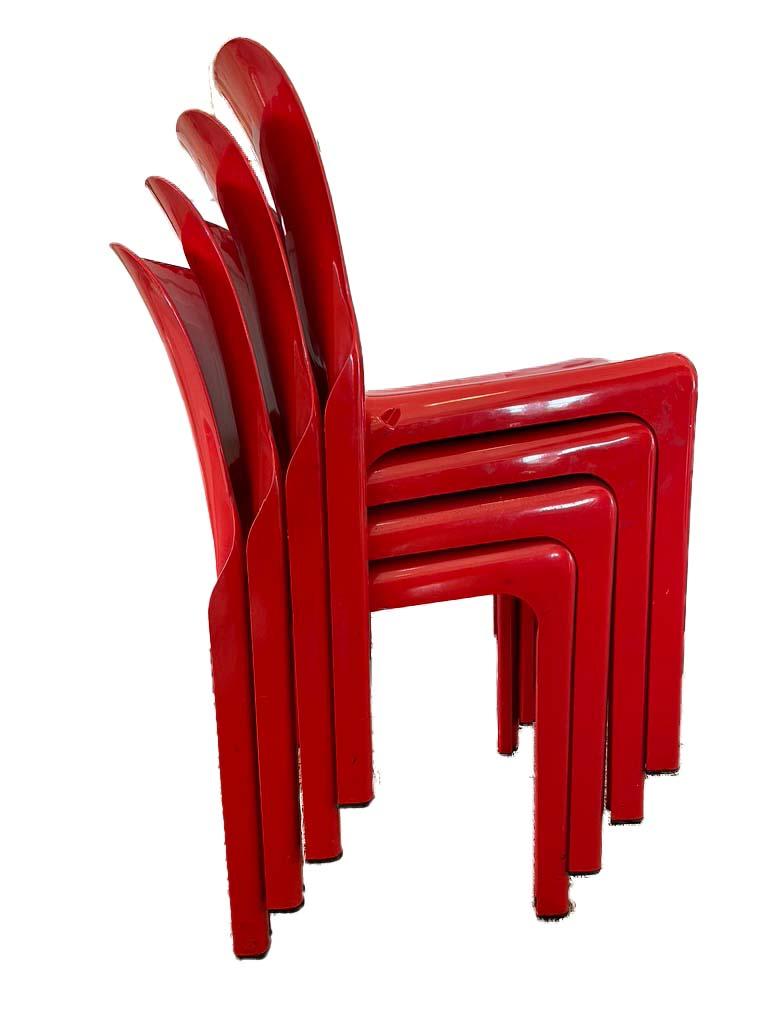 Set of 10 Vico Magistretti designed, Selene stacking chairs for Artemide, in Red. First designed in 1968, part of NYC MOMA's collection. 

 I would consider breaking the set and sell in other even groupings if needed.