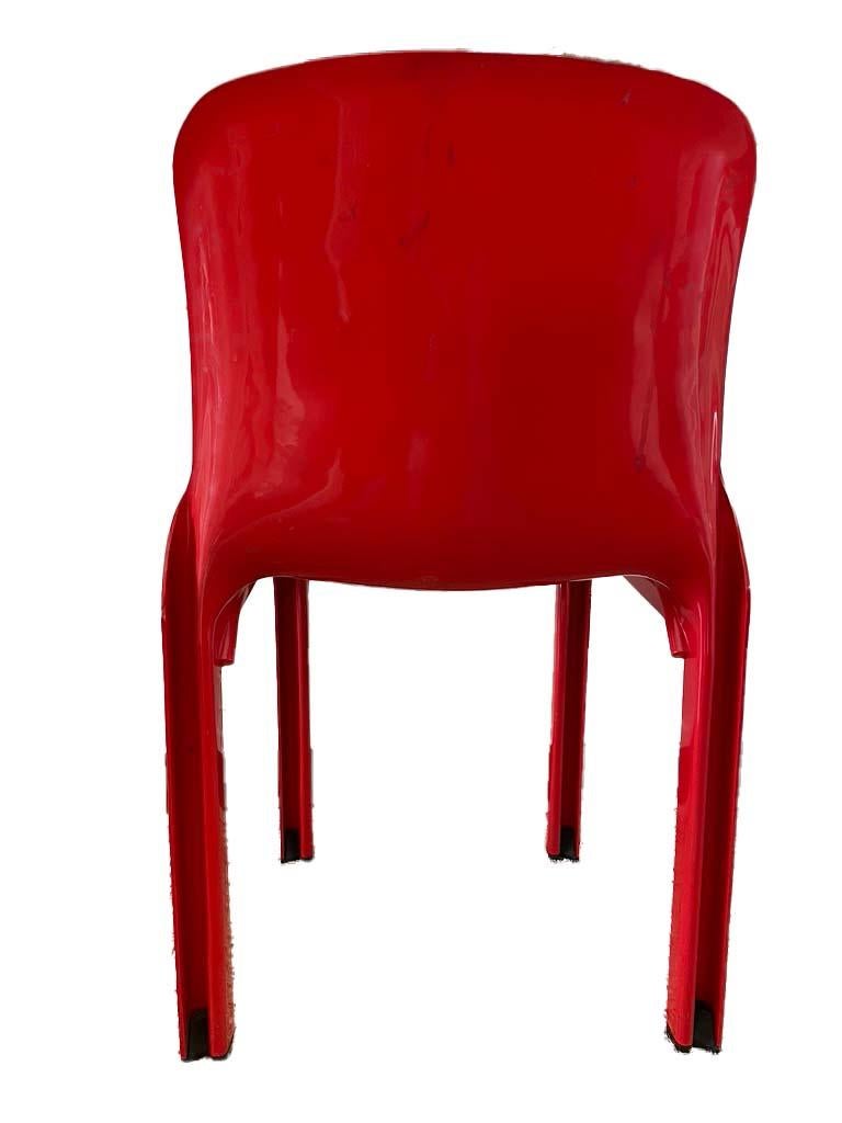 Italian Set of 10 Vico Magistretti Designed Selene Stacking Chairs for Artemide in Red