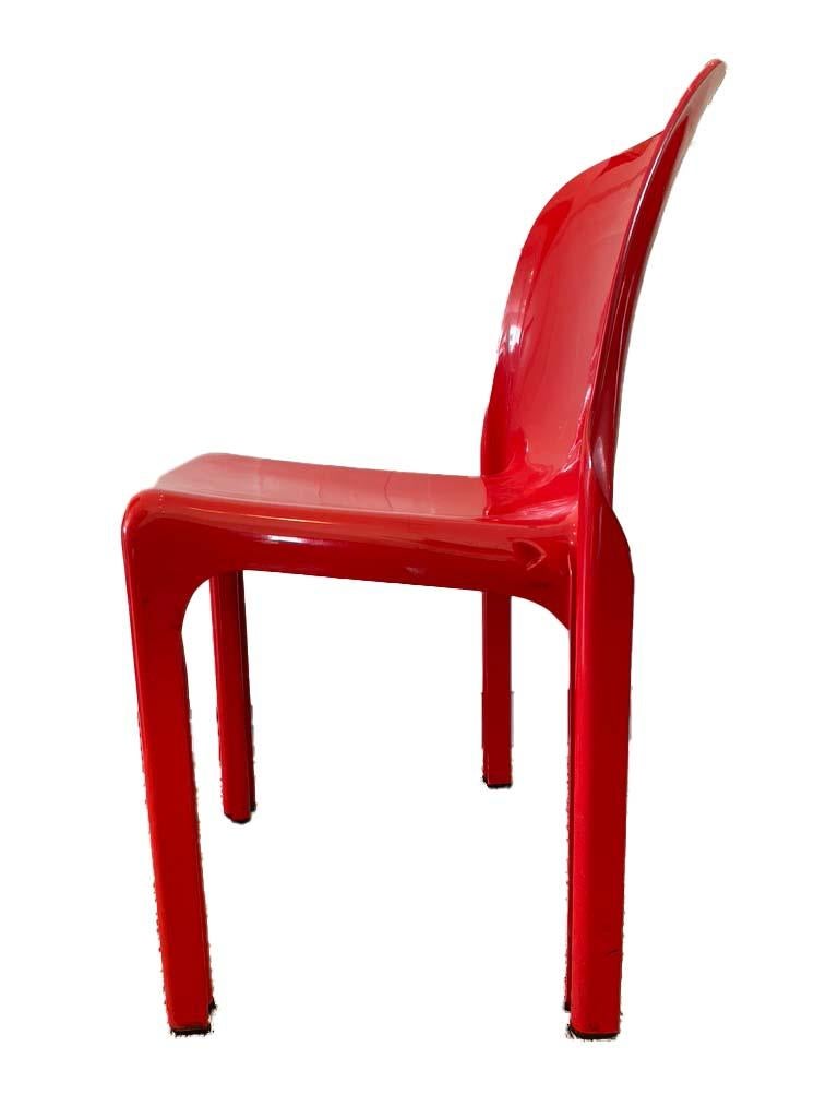 20th Century Set of 10 Vico Magistretti Designed Selene Stacking Chairs for Artemide in Red